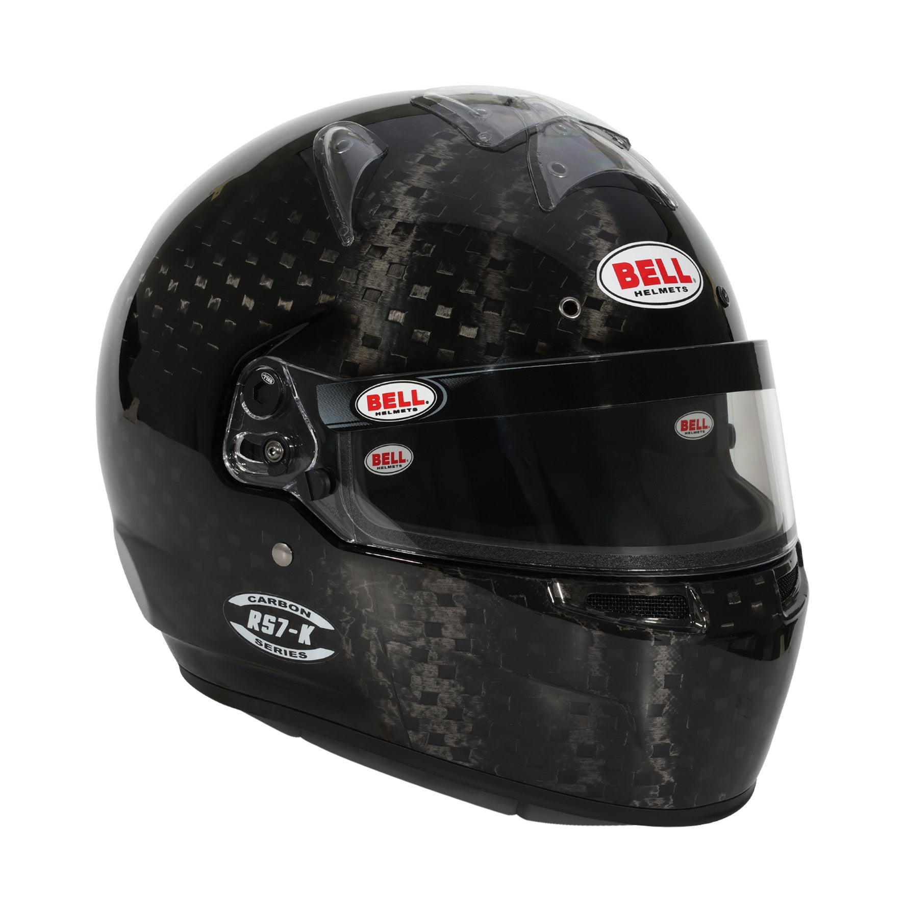 Right angle view of Bell RS7-K Ultra Carbon Helmet K2025 emphasizing shell shape and ventilation details