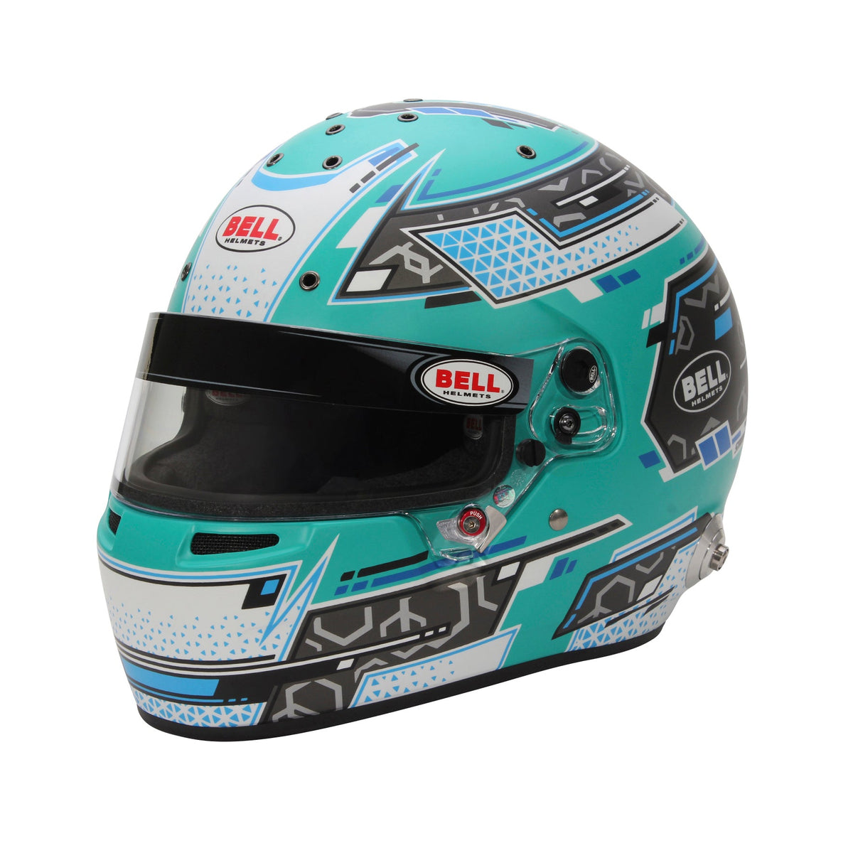 Bell RS7 Pro Stamina SA2025/FIA8859-2024 racing helmet in Anthracite/Aquamarine
