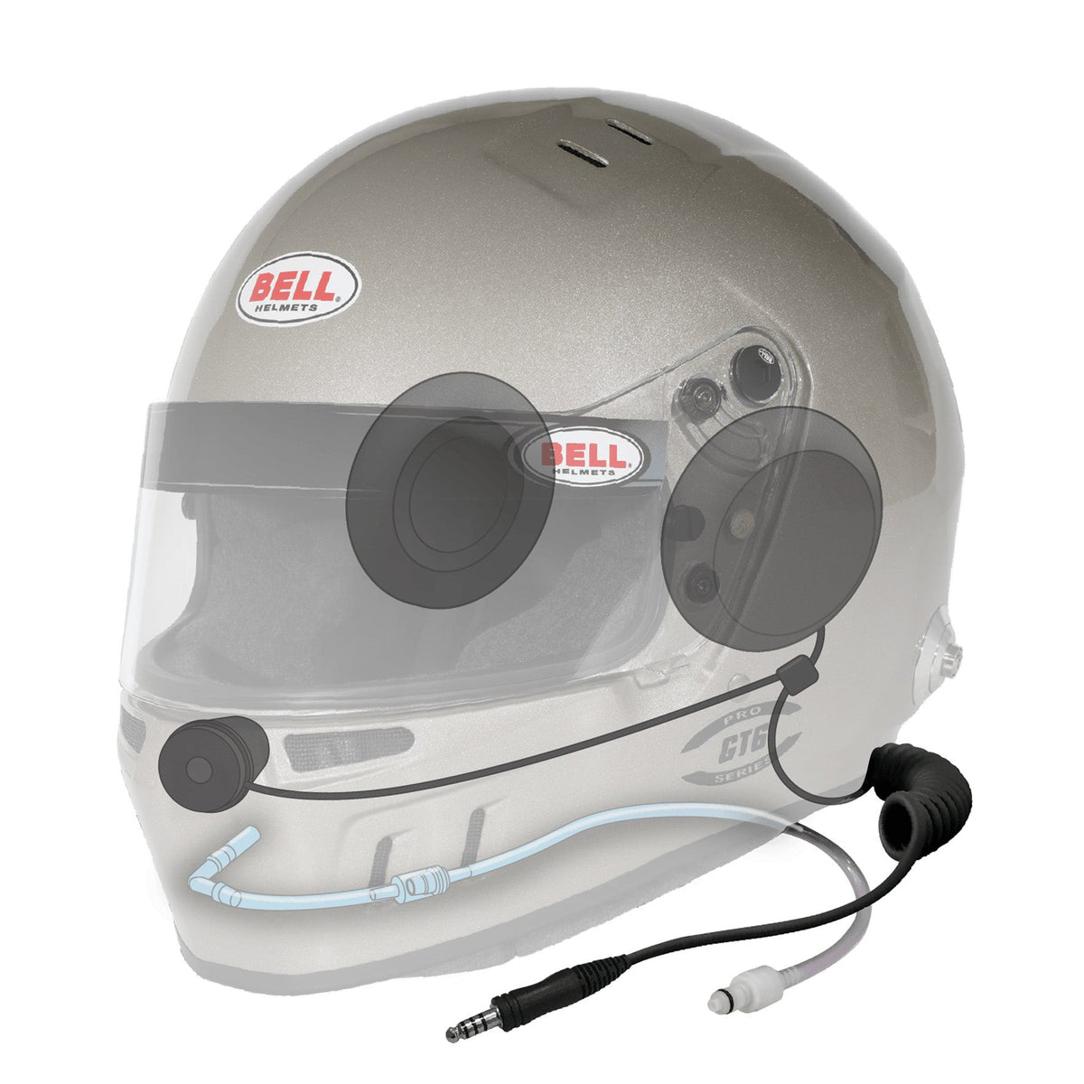 Bell GT6 Pro RD-4C/EC helmet X-ray cutaway view showing integrated ZeroNoise speakers, microphone, and internal wiring