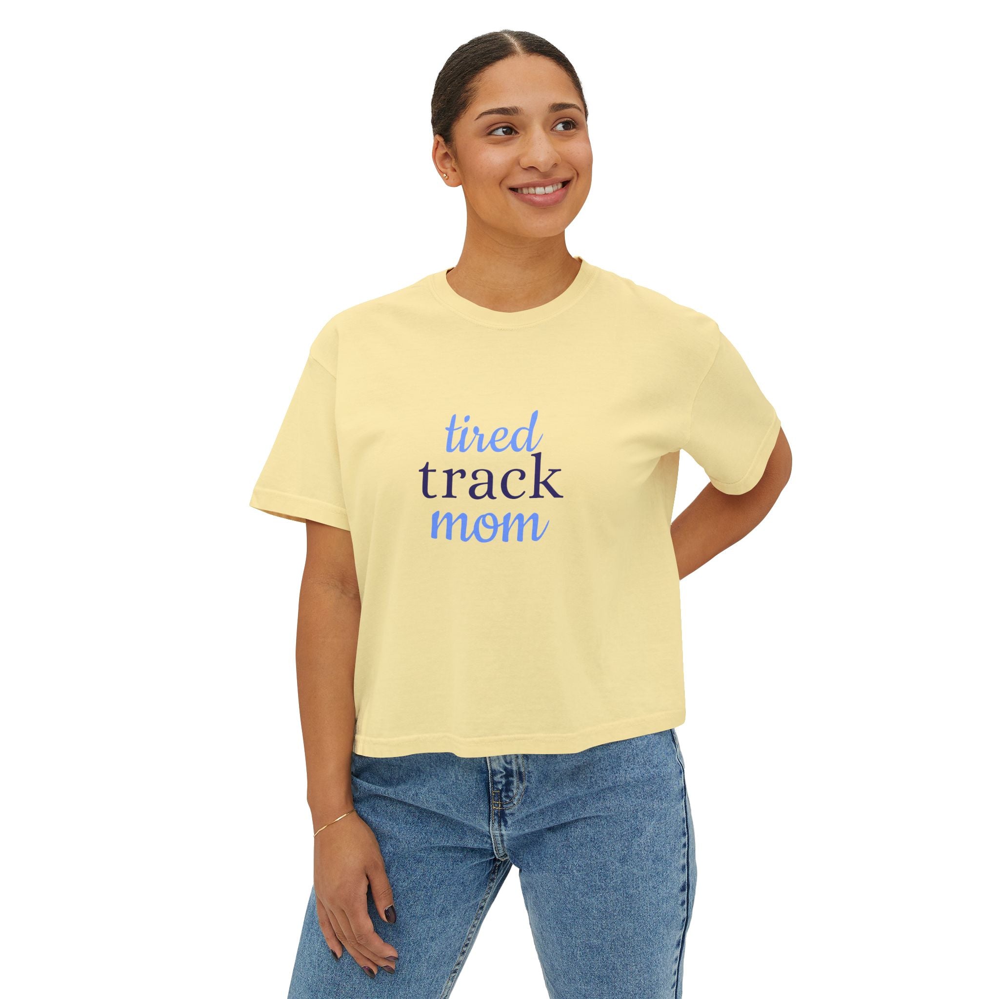"Tired Track Mom" Boxy Tee