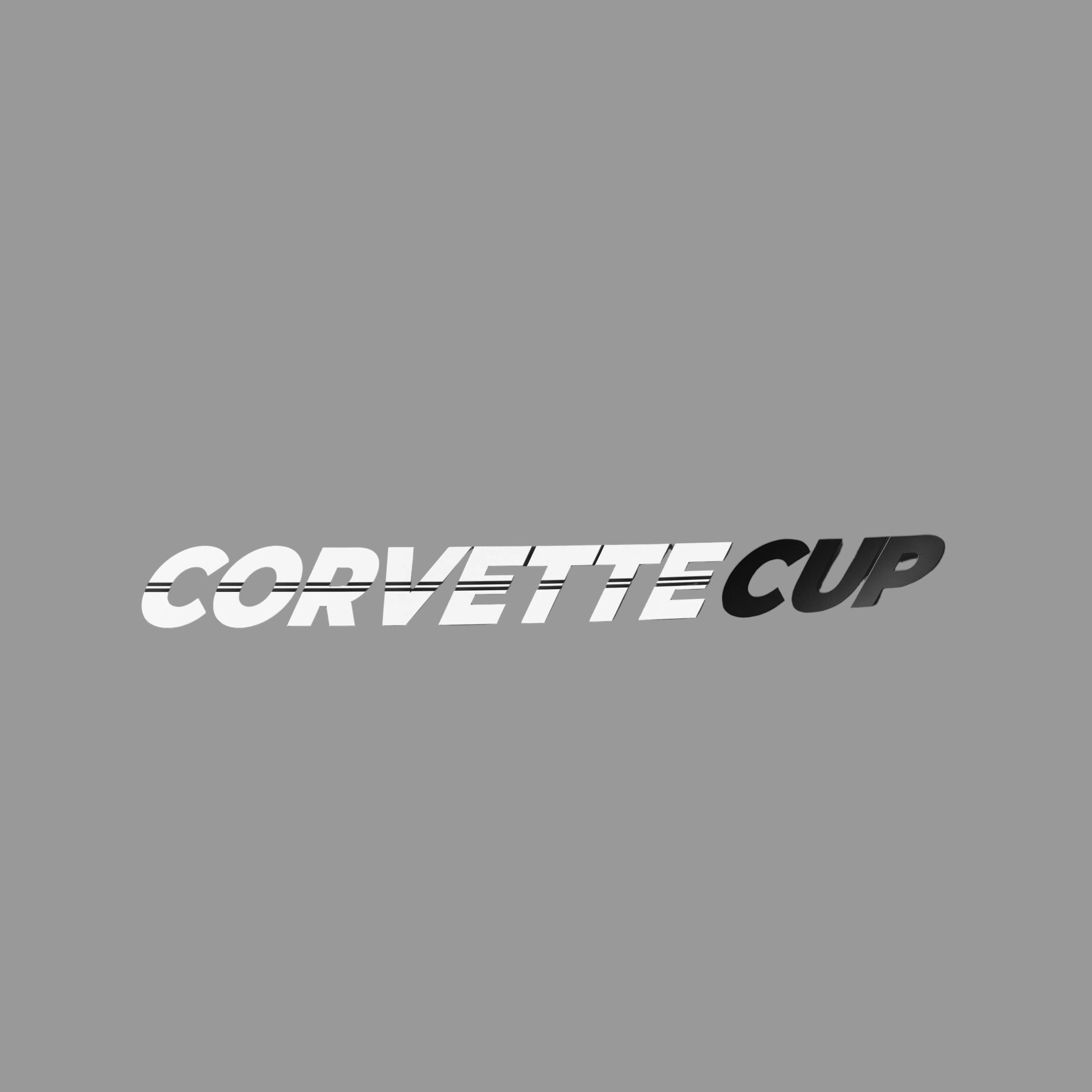 NASA Corvette Cup 24-inch die-cut decal, white Corvette lettering with dark charcoal CUP accent, no background