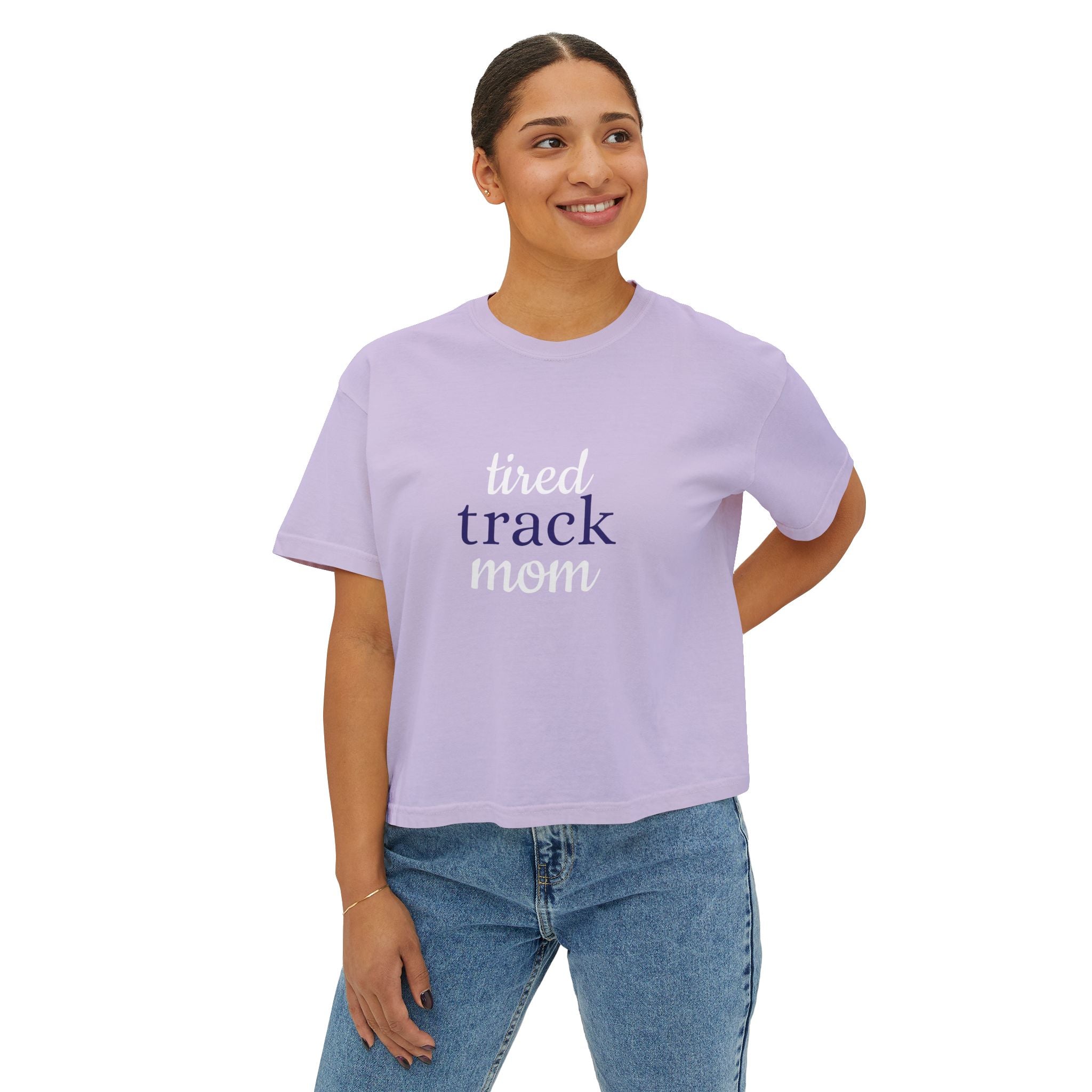 "Tired Track Mom" Boxy Tee