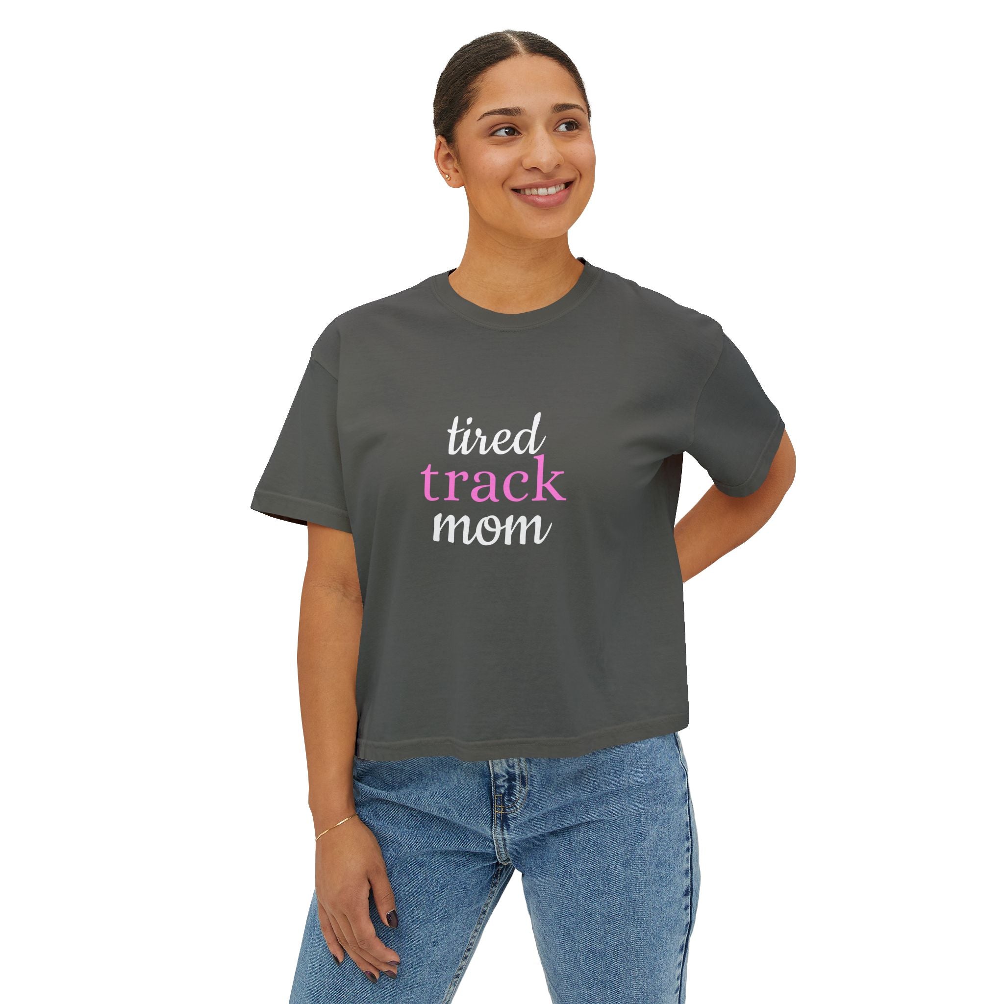 "Tired Track Mom" Boxy Tee