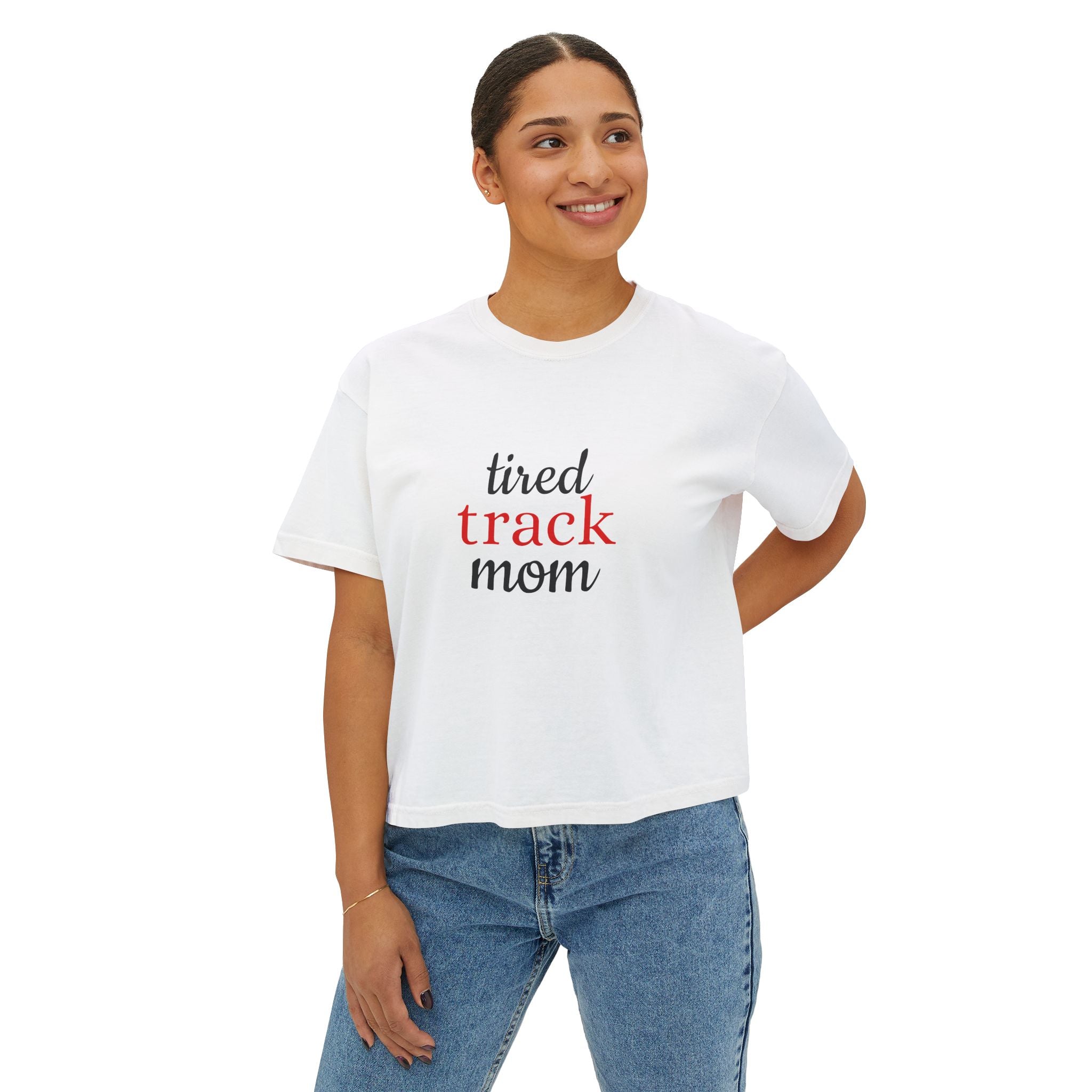 "Tired Track Mom" Boxy Tee
