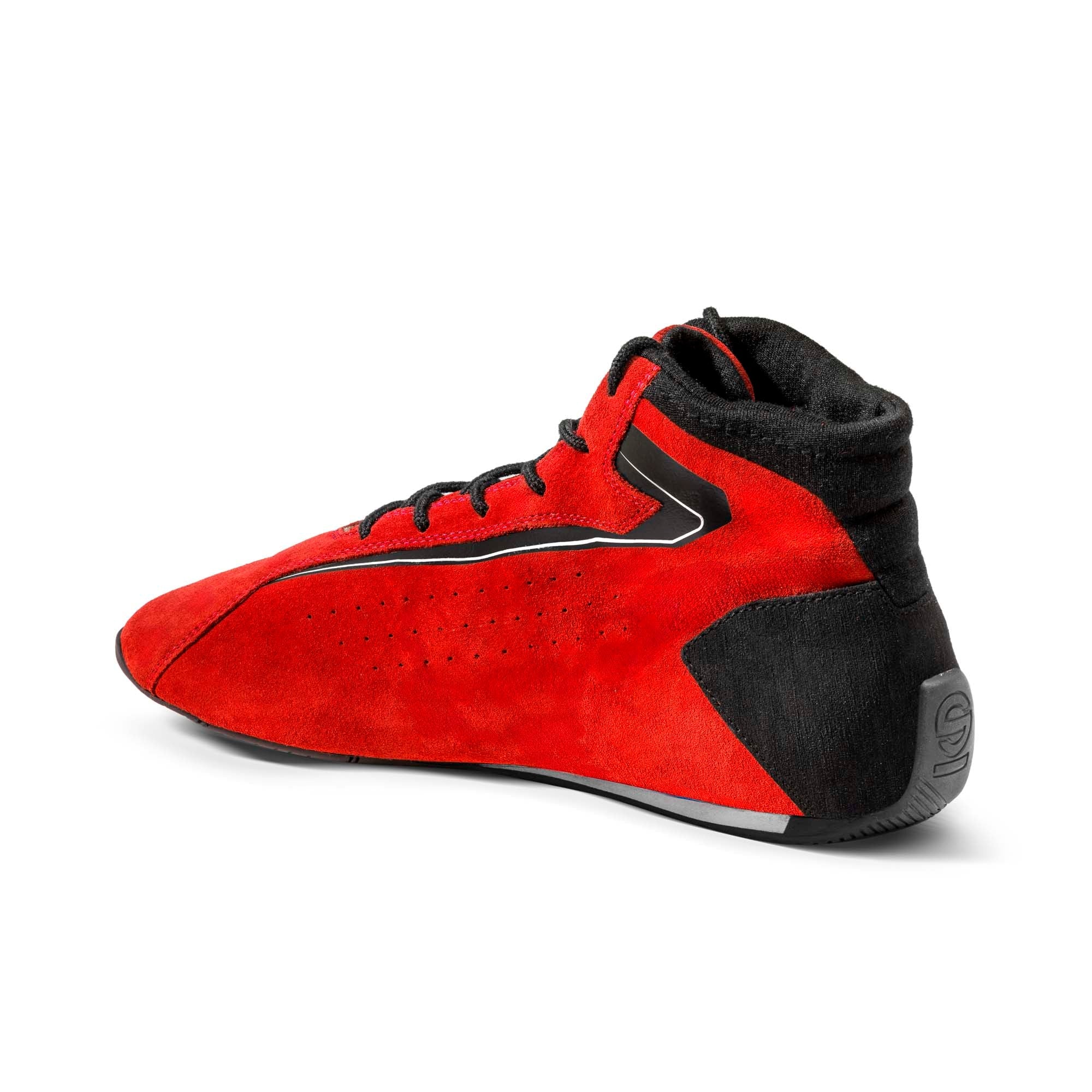 Interior view of Sparco Slalom+ racing shoe showing fire-retardant lining and heel structure.