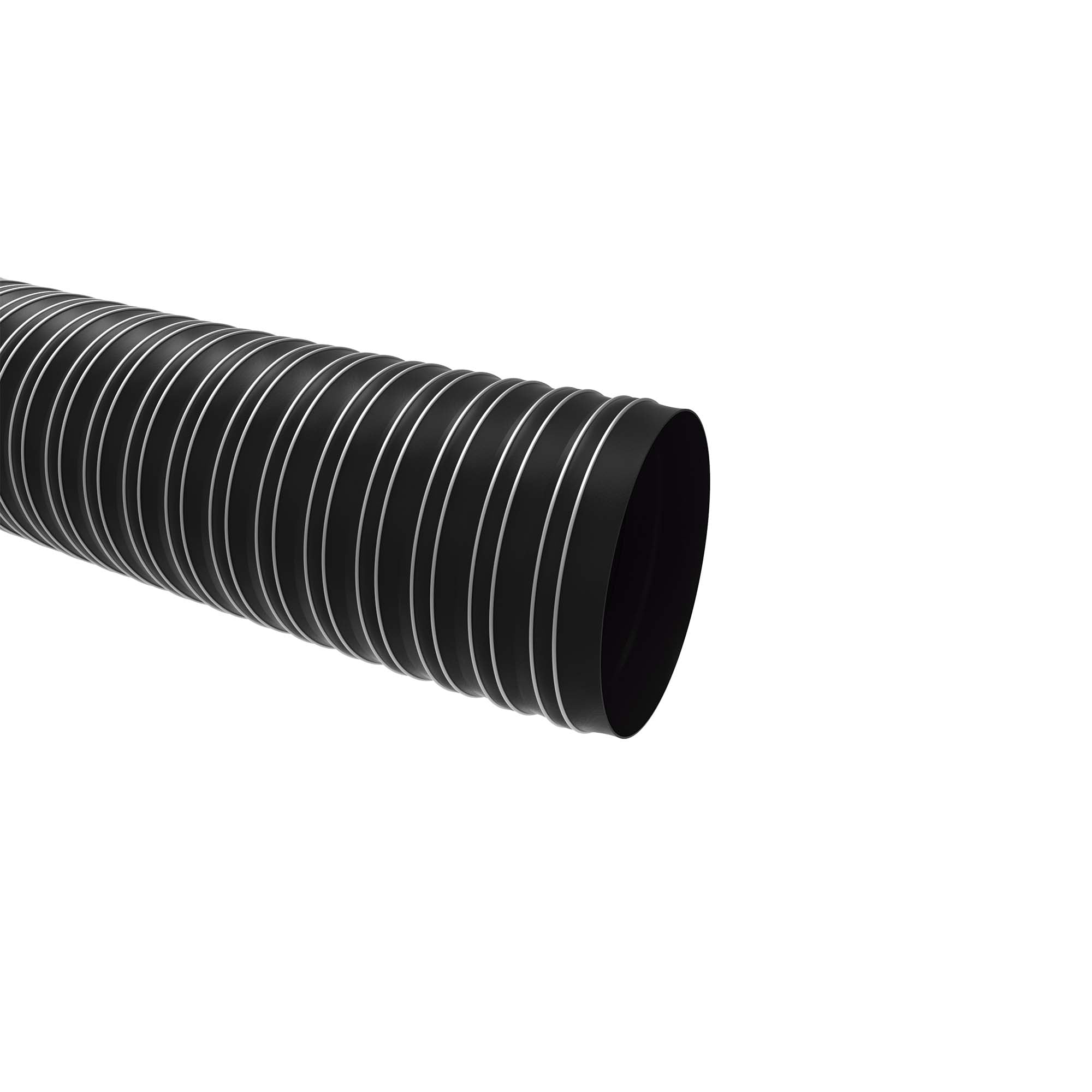 Chillout Systems 3-inch neoprene air duct hose, 12-foot length, featuring coated spring-steel wire helix and neoprene-impregnated fiberglass cover for motorsport ducting applications.