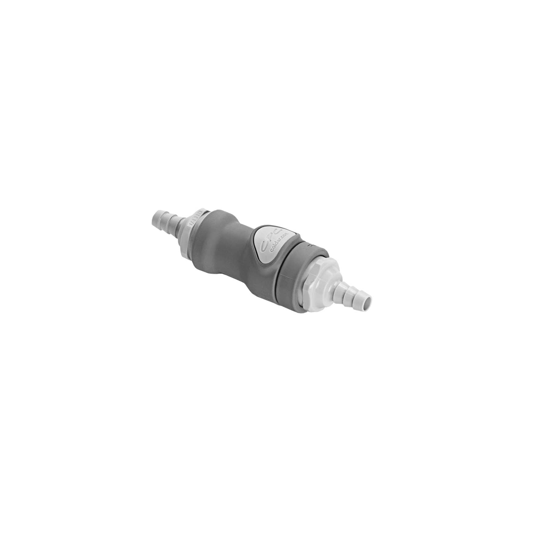 Chillout Systems No-Drip Hose Connectors shown connected, with 1/4-inch male and female fittings fully engaged and sealed.