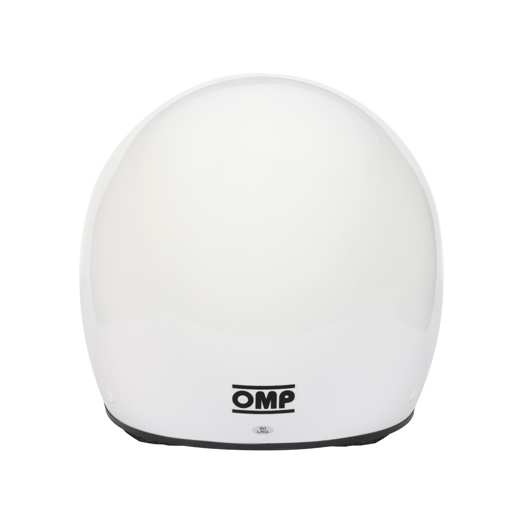 OMP GP-A full-face racing helmet in white with integrated chin bar gurney and aerodynamic composite shell, SA2025 certified