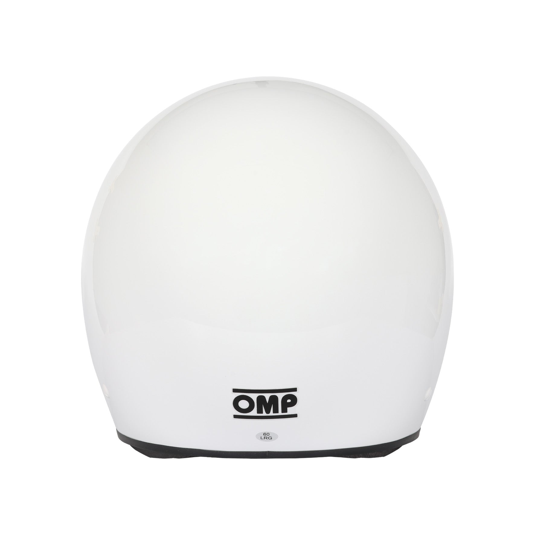 Rear view of OMP GT-EV SA2025 racing helmet highlighting rear ventilation and shell design
