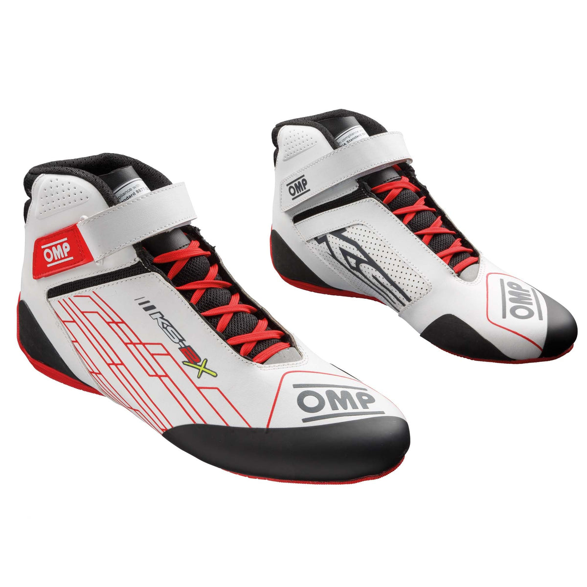 OMP KS-2X FIA 8877-2022 karting shoes in White/Red