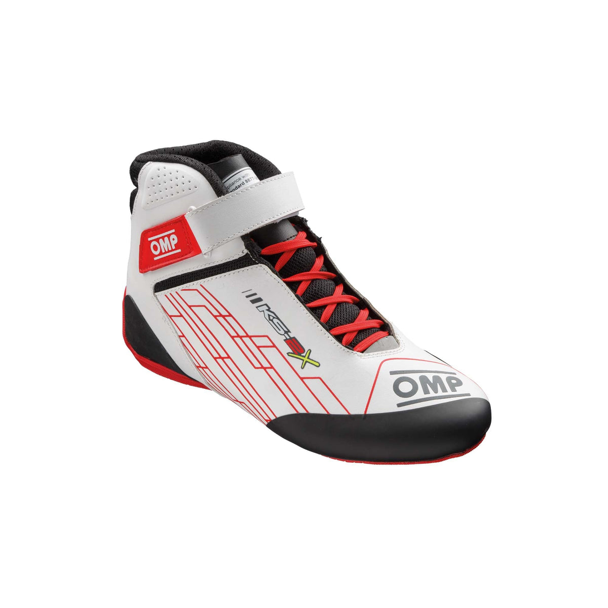 OMP KS-2X FIA 8877-2022 youth karting shoes in White/Red