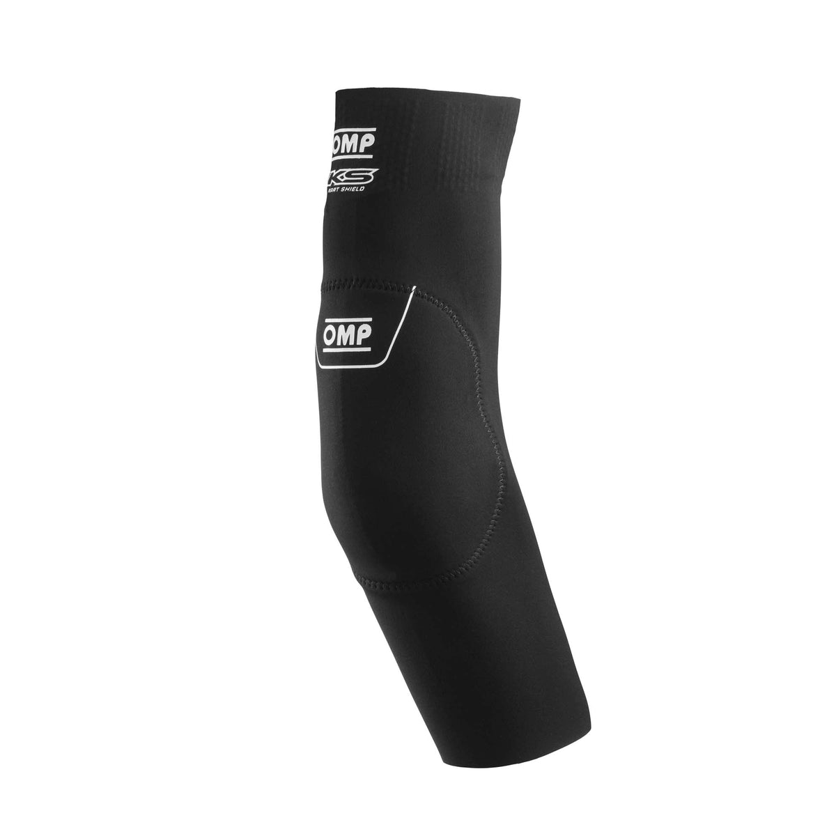 OMP karting elbow pad in Black with pre-shaped foam insert and silicone anti-slip points