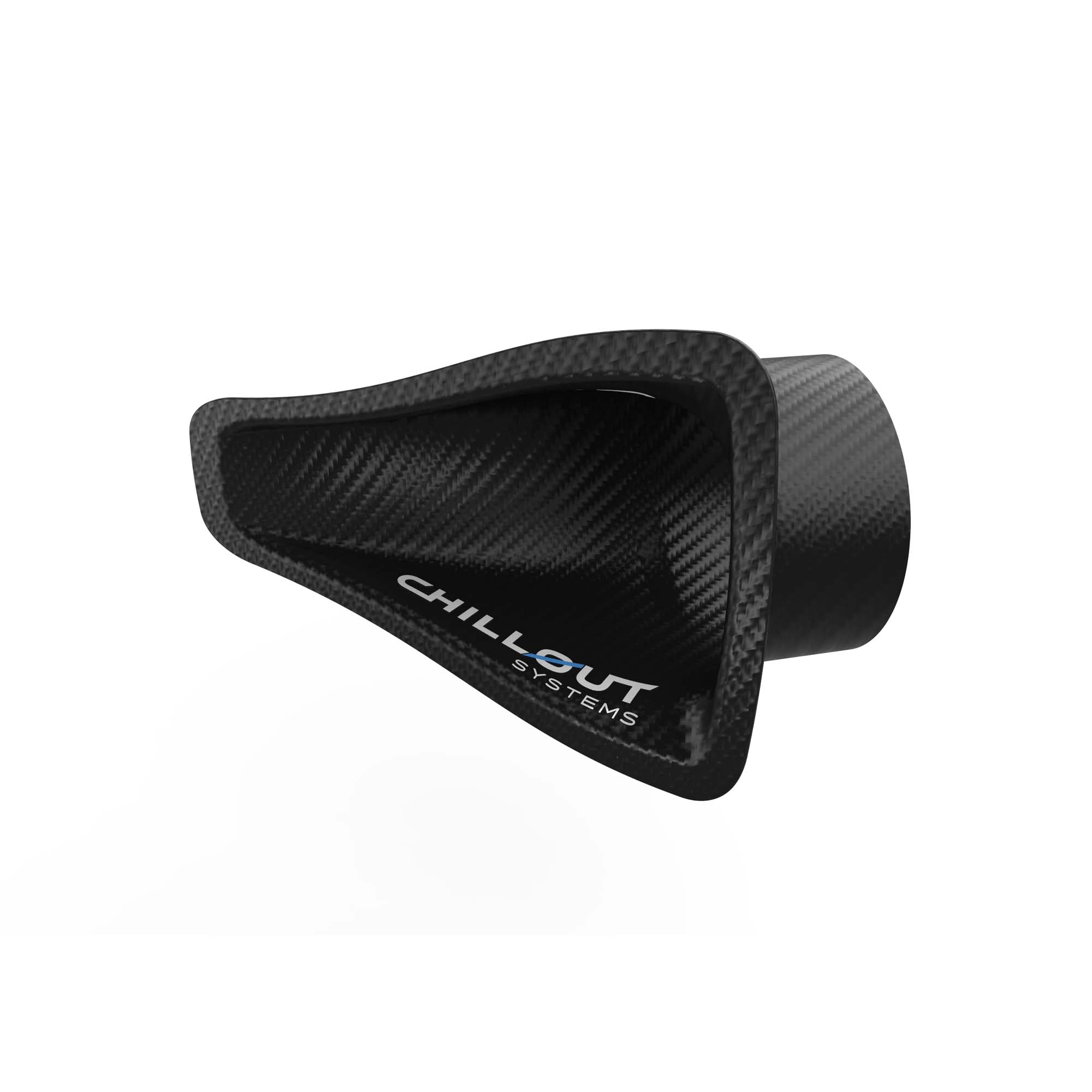 Close-up detail of carbon fiber weave on 4-inch NACA air intake duct