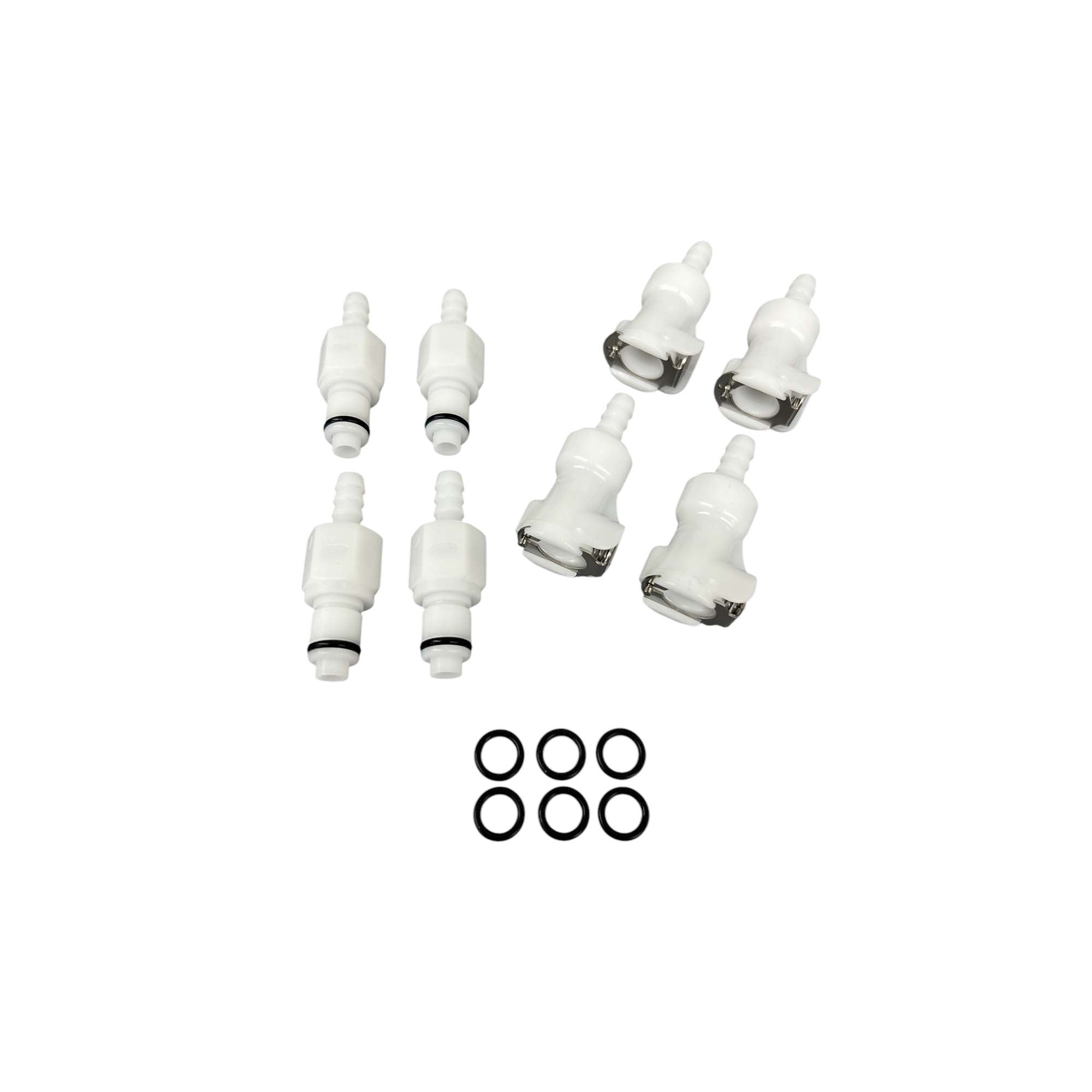 Coolshirt deluxe drain kit with male and female connectors and O-rings