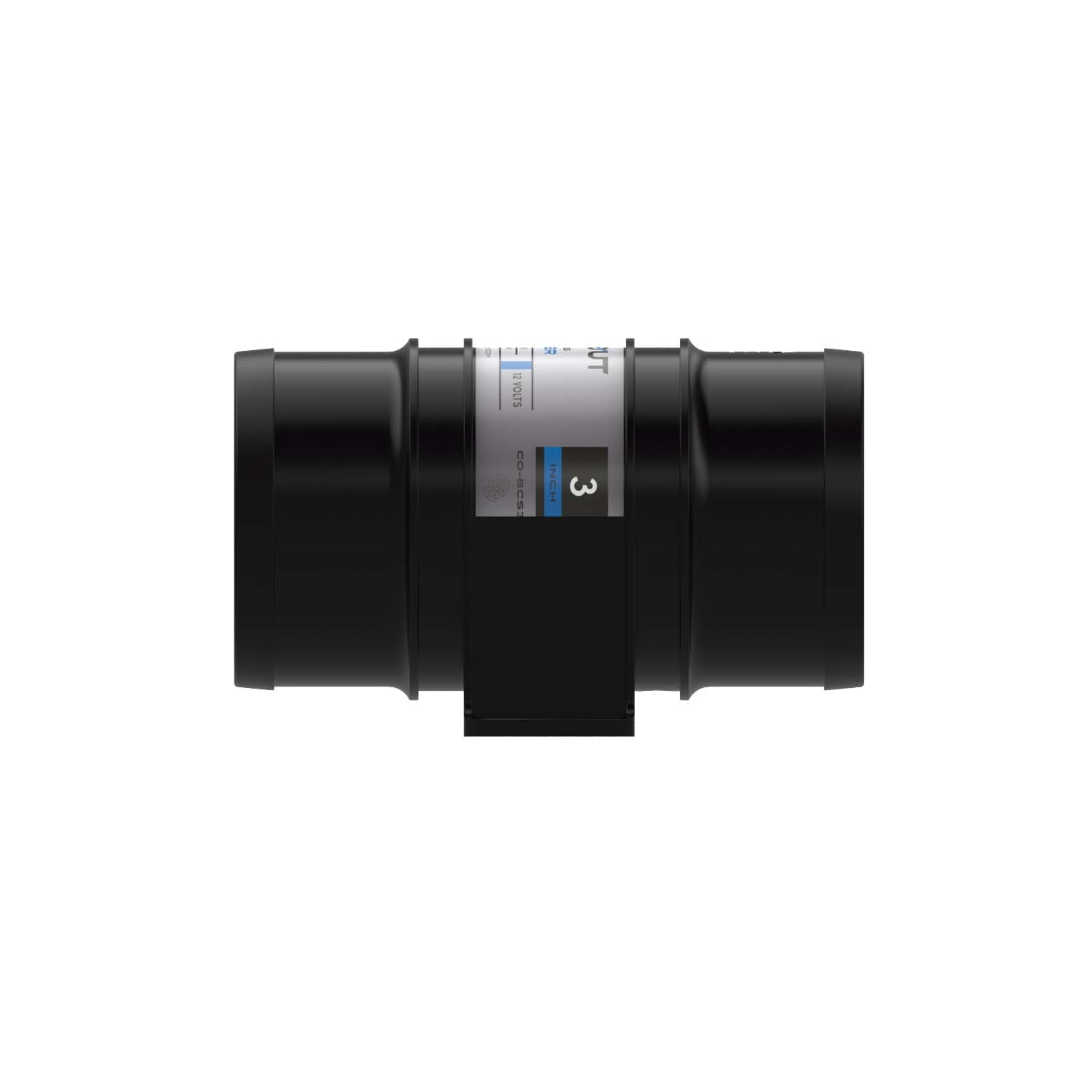 Front view of Chillout Systems Club Series 3 inch air blower delivering 180 CFM for motorsport cooling