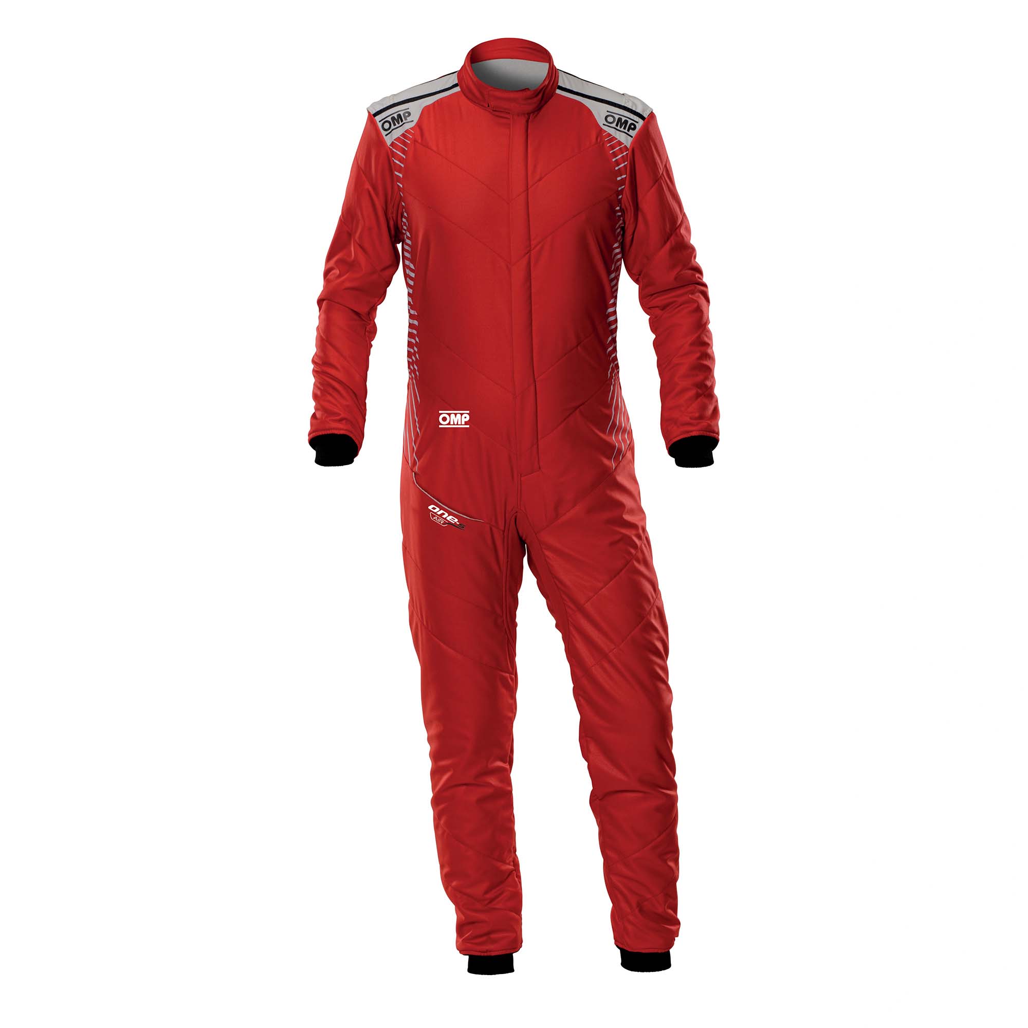 OMP One-S Air FIA 8856-2018 fire-resistant racing suit in red and white
