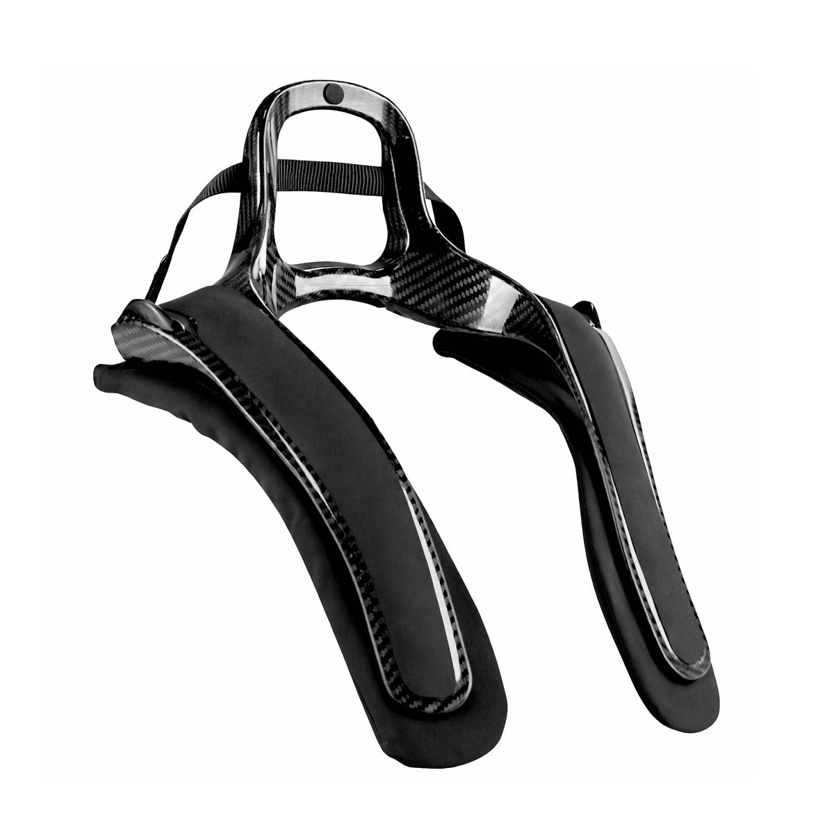 Stand 21 Featherlite 20 Head and Neck Restraint – ultra‑light carbon FHR with 20° angle for upright seating, ergonomic leg design, sliding tether and comfort padding