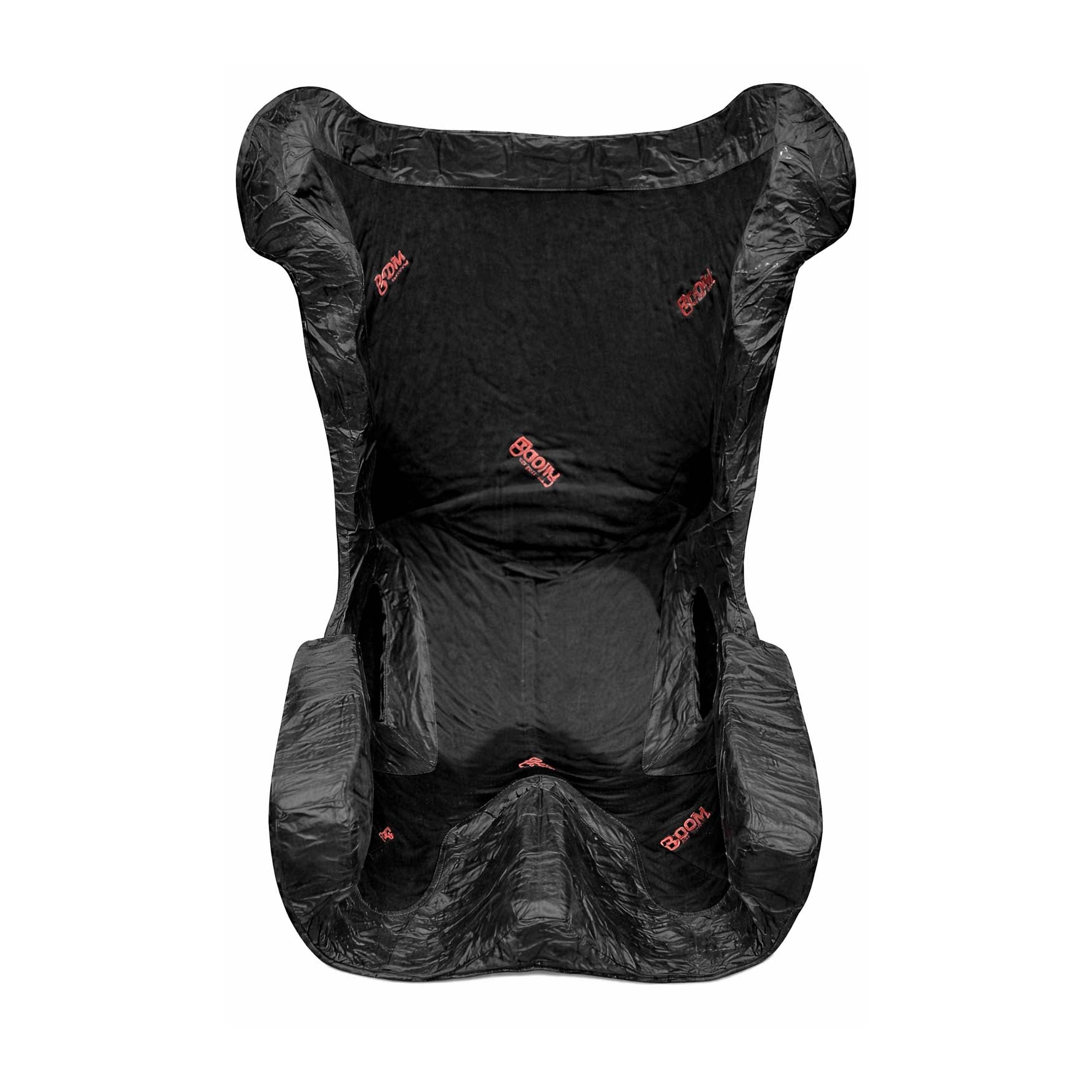 Front view of Totim Racing 100 × 90 cm foam seat insert kit in FIA fire‑resistant sealed pouch, compact custom fit for GT and NASCAR seats