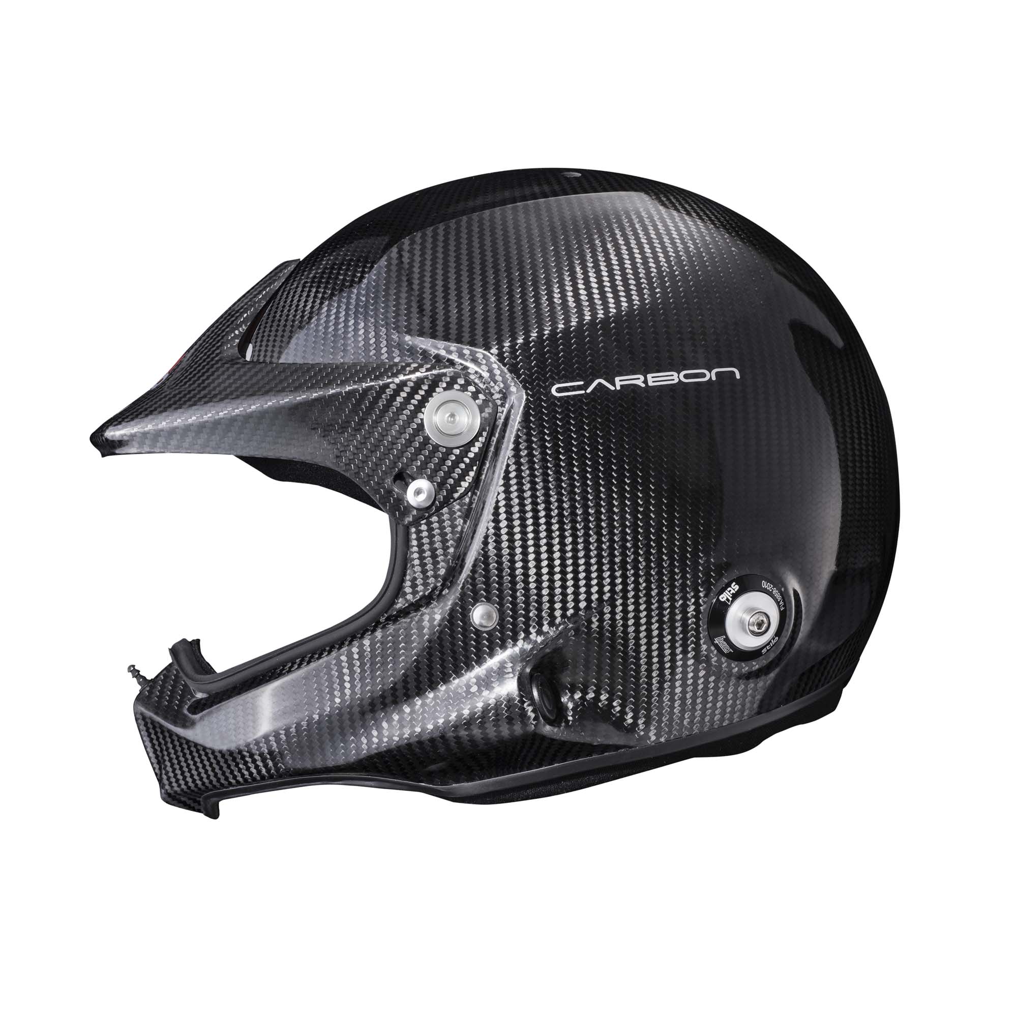 Left-side profile of Stilo Venti WRX Raid Carbon helmet showing goggle-ready opening and vent detail.
