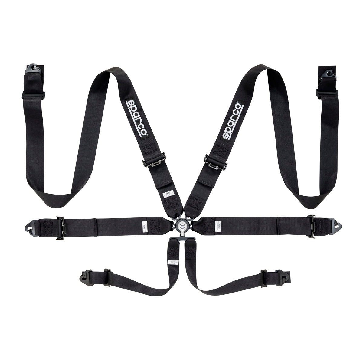 Sparco FIA 6-Point Racing Harness - Steel, Pull-Up Lap Adjusters