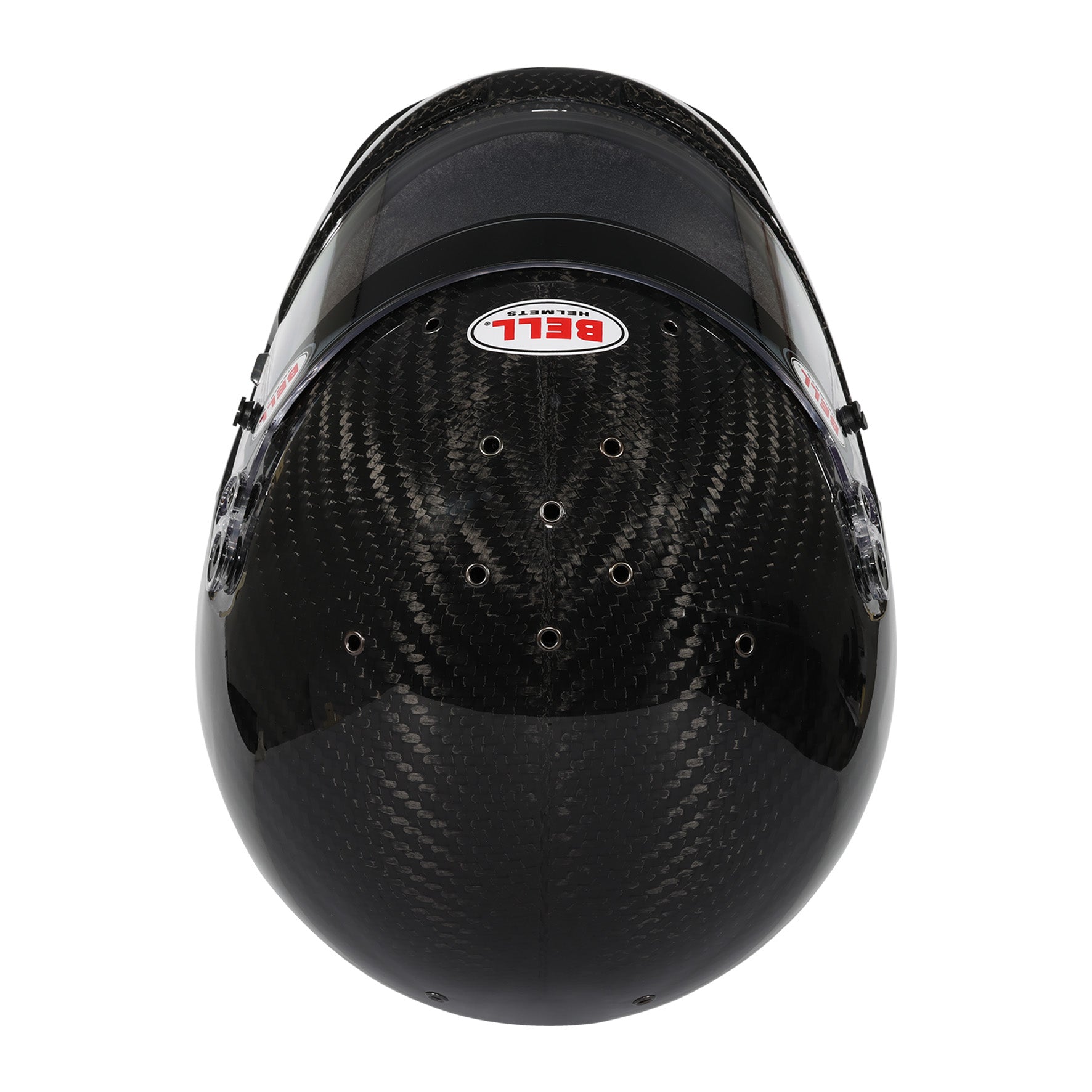 Top view of Bell M8 Ultra Carbon Helmet SA2025 with visible carbon weave and ventilation layout