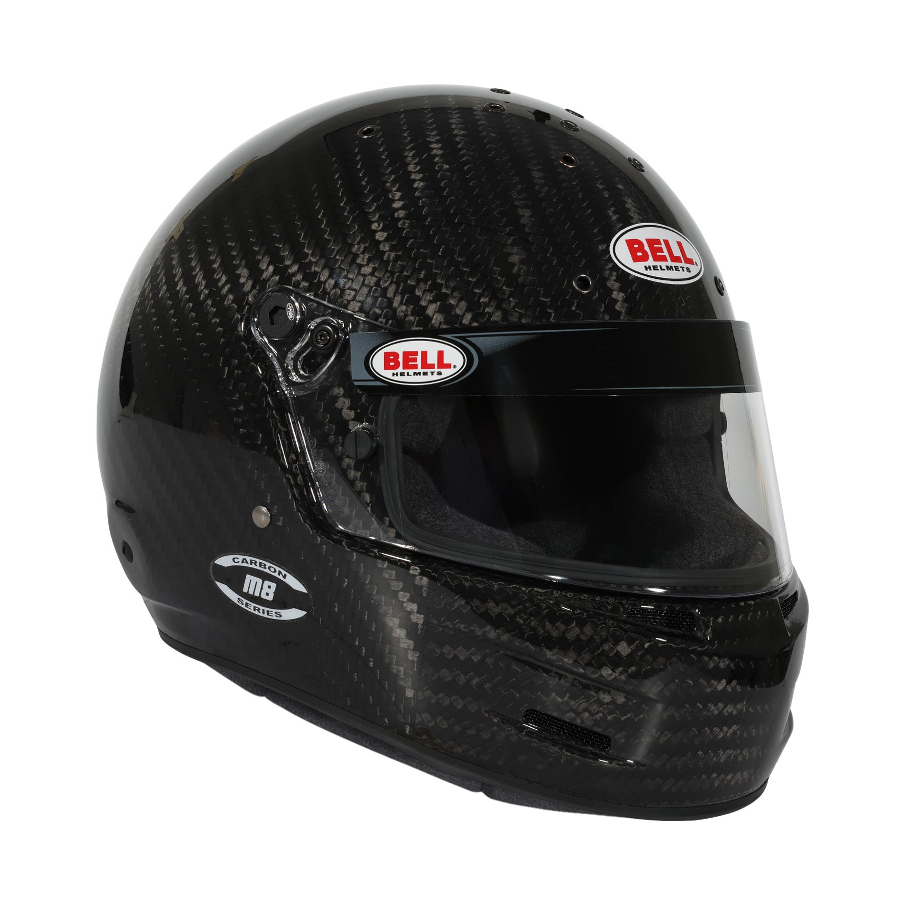 Right angle view of Bell M8 Ultra Carbon Helmet SA2025 emphasizing shell shape and vent positioning
