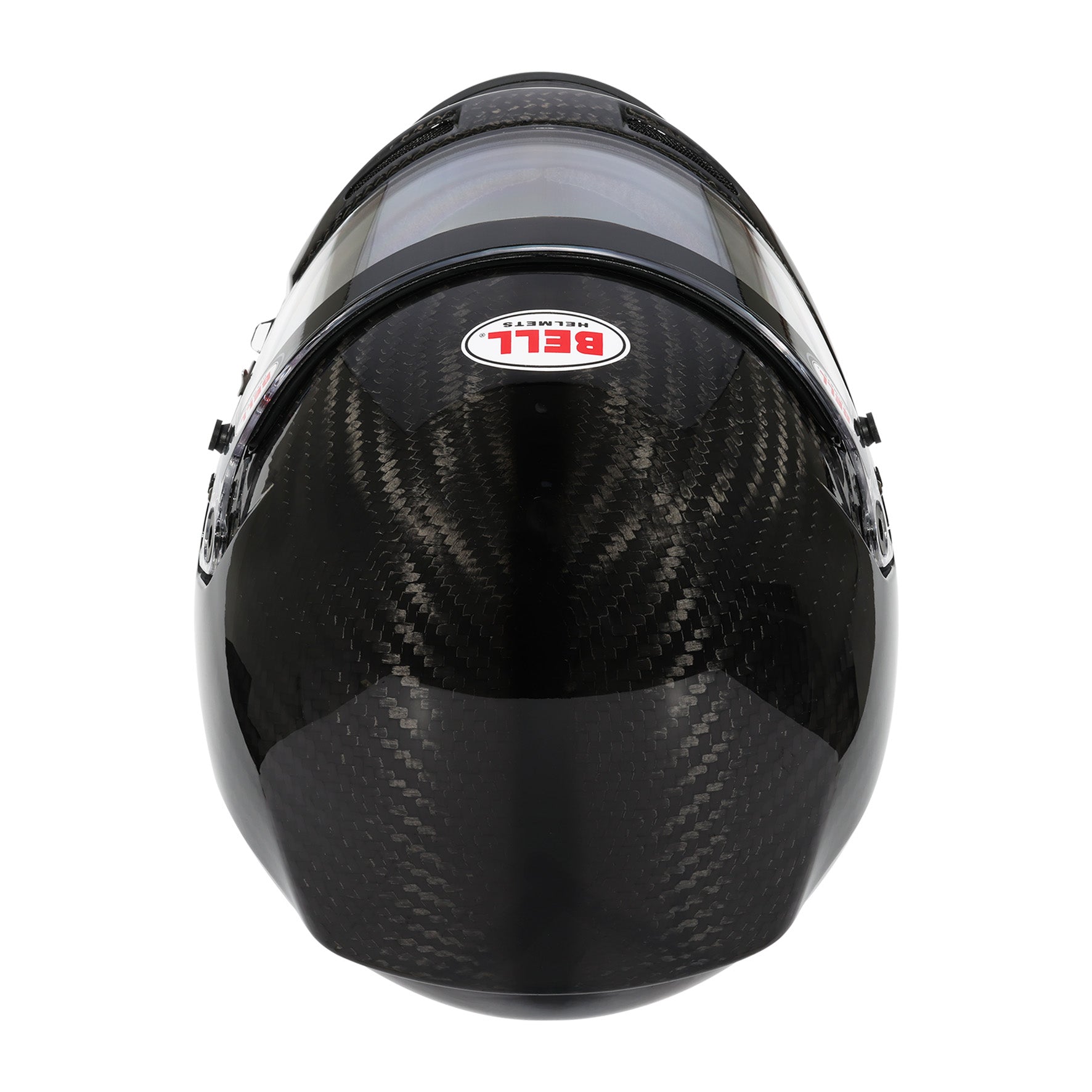 Top-down view of Bell XD7 Ultra Carbon helmet displaying ventilation layout and carbon fiber construction.