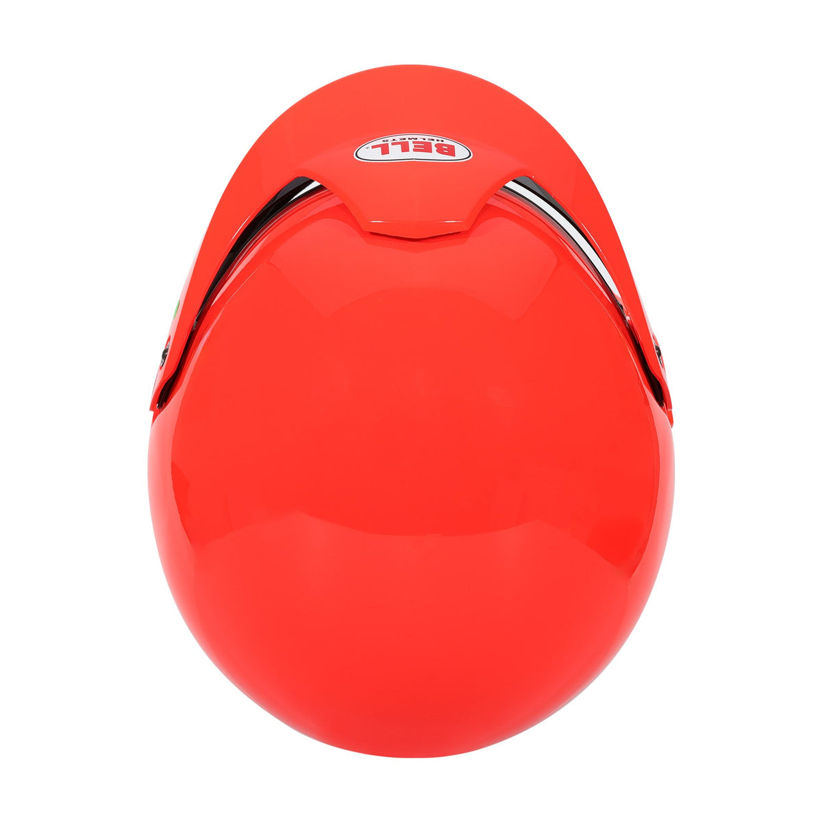 Bell MAG-10 Pro Rally helmet in Orange, top view showing shell profile and sun peak