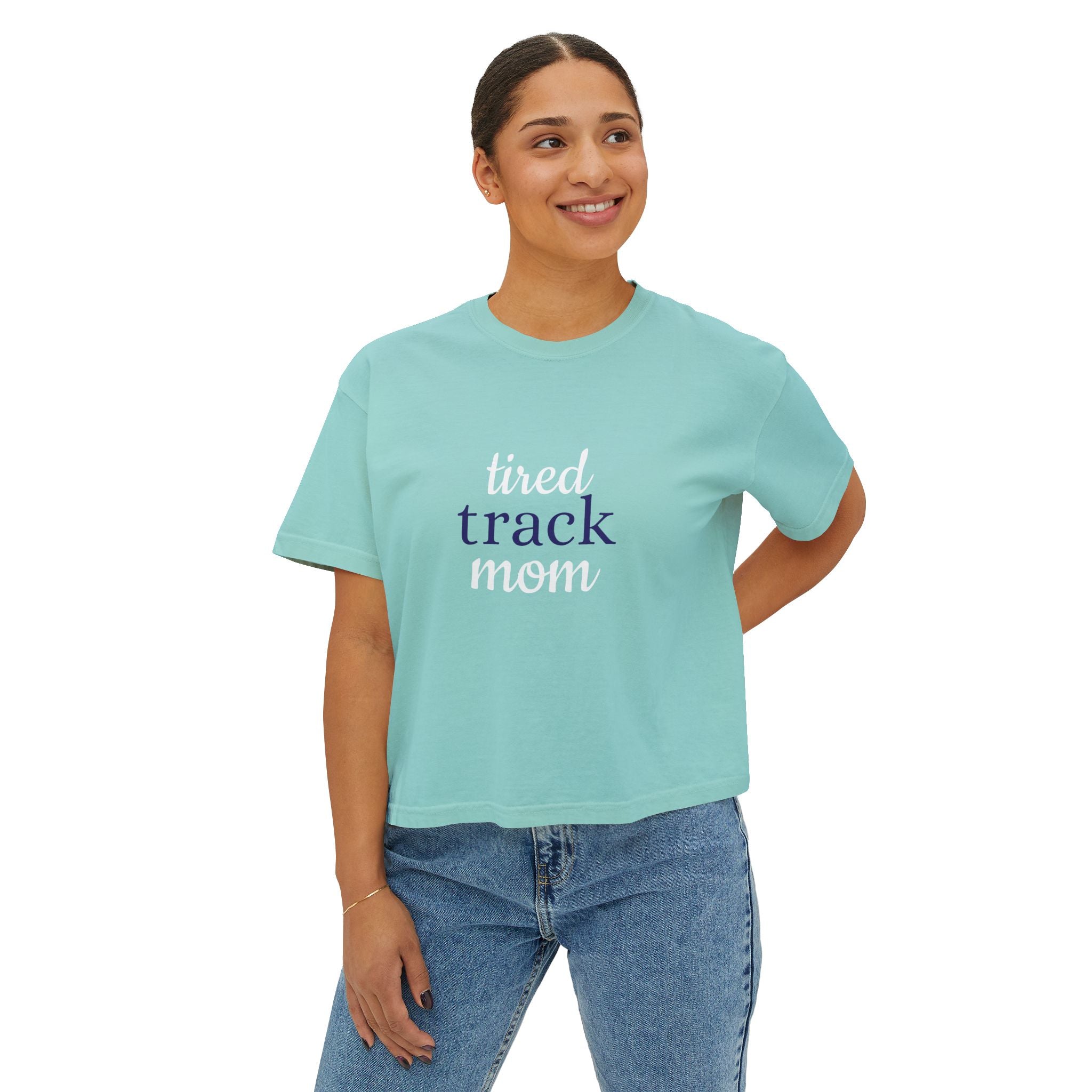 "Tired Track Mom" Boxy Tee