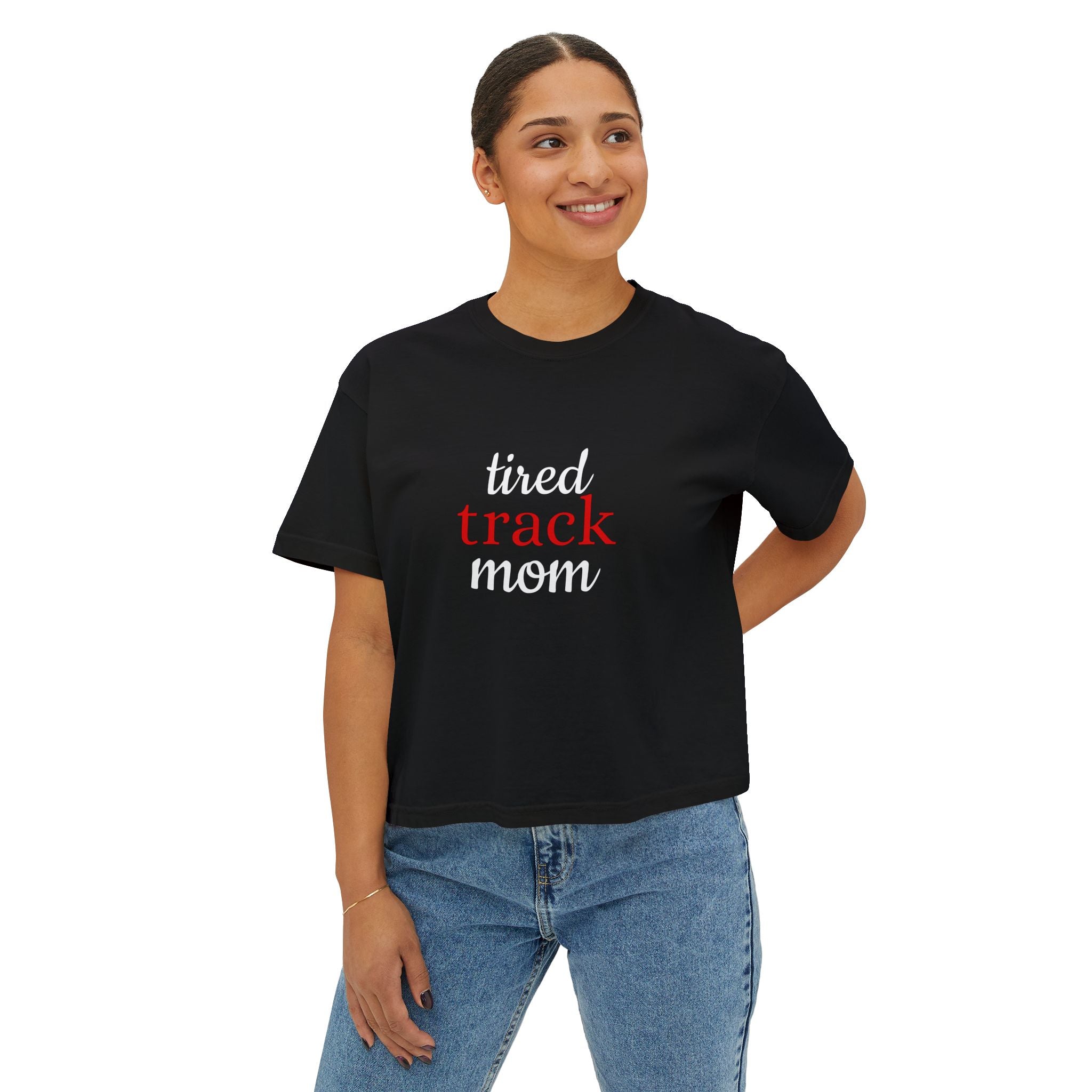 "Tired Track Mom" Boxy Tee