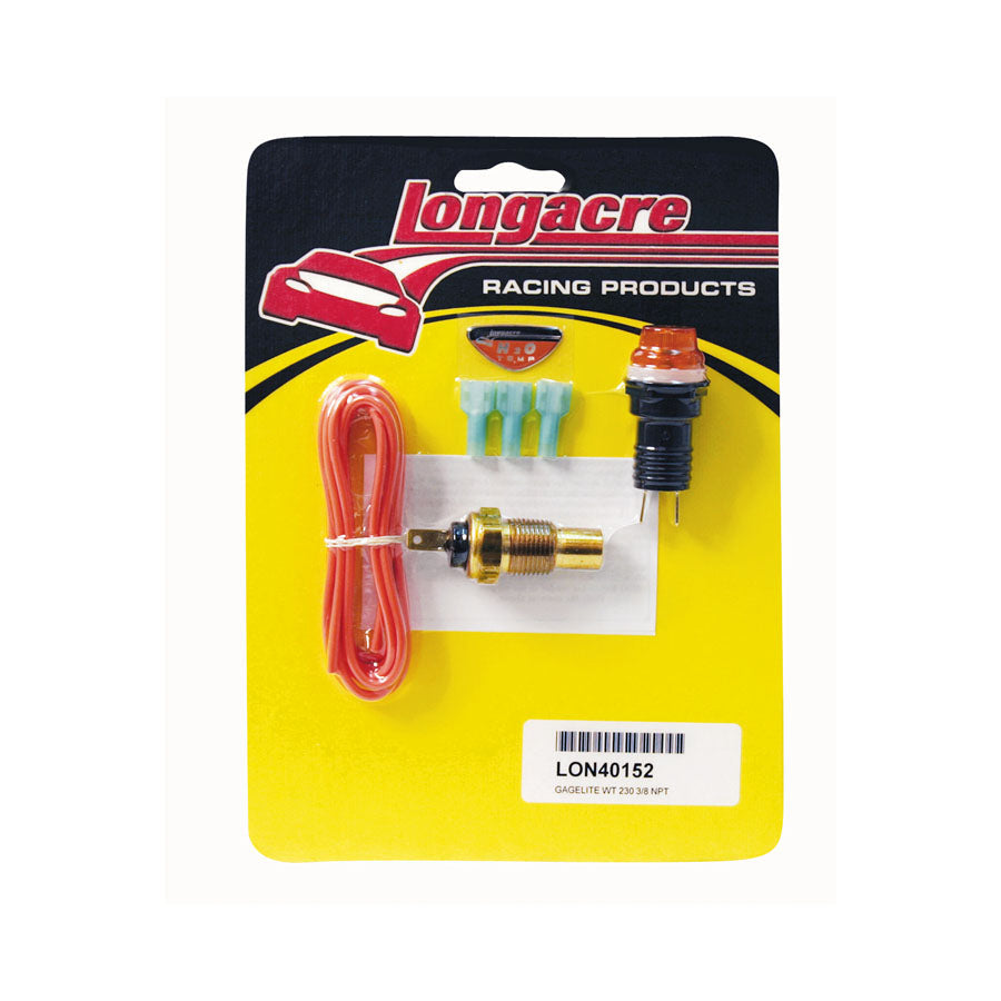 Longacre Water Temperature Warning Light Kit - 230 Deg, 3/8" NPT