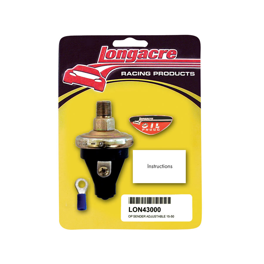 Longacre Adjustable Oil Pressure Sender - 15-50 PSI, 1/8" NPT