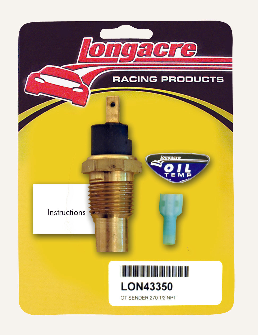 Longacre Oil Temperature Sender - 270 Deg, 1/2" NPT