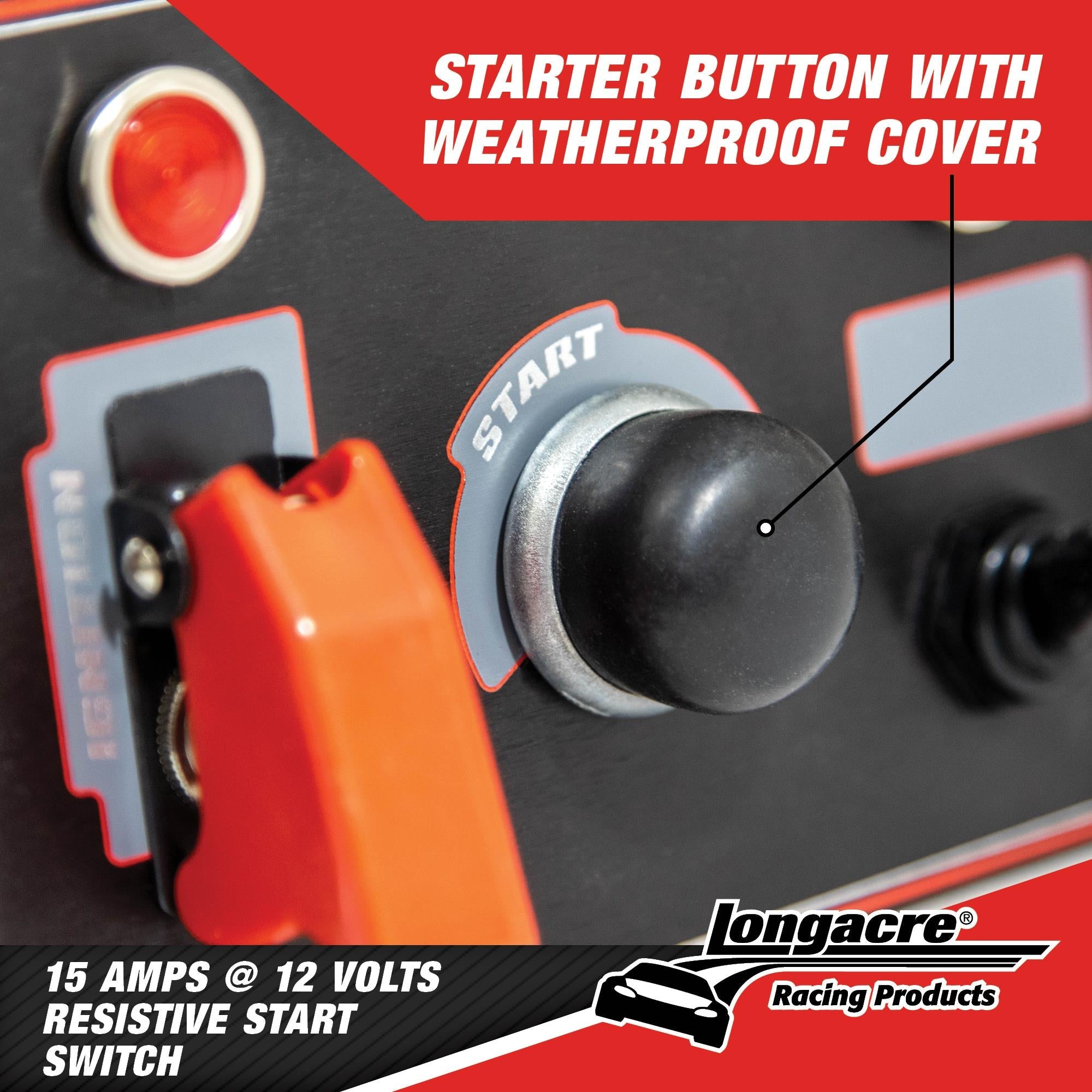 Longacre Carbon Flip-Up Start/Ignition Panel With 2 Accessory Switches And Pilot Lights