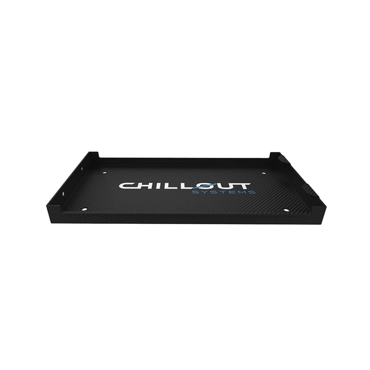Top view of Chillout Systems carbon fiber mounting plate for Quantum Pro and AirCon helmet coolers