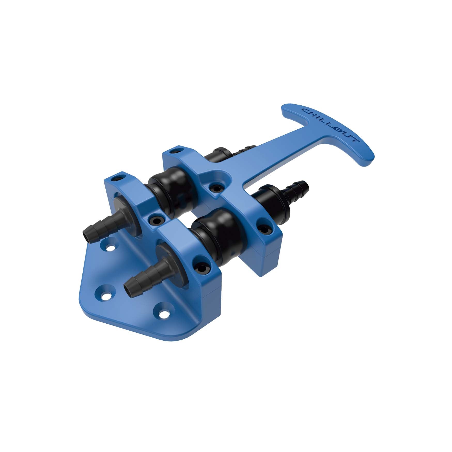 Chillout Systems Rapid Release Kit flat surface mount, showing low-profile bracket for transmission tunnel, seat, or flat cockpit surface installation.