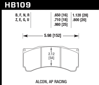 Hawk HB109G.980 Racing Pad - DTC-60 compound