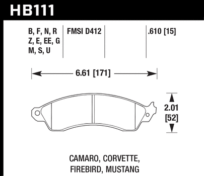 Hawk HB111G.610 Racing Pad - DTC-60 Compound