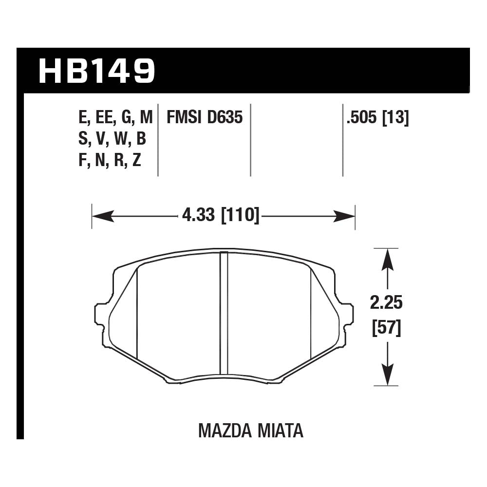 Hawk HB149E.505 Racing Pad - Blue Compound