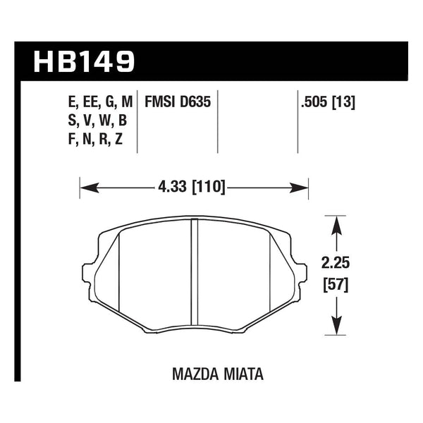 Hawk HB149G.505 Racing Pad - DTC-60 Compound