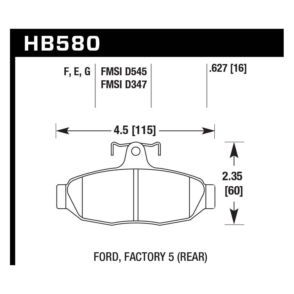 Hawk HB580G.627 Racing Pad - DTC-60 Compound