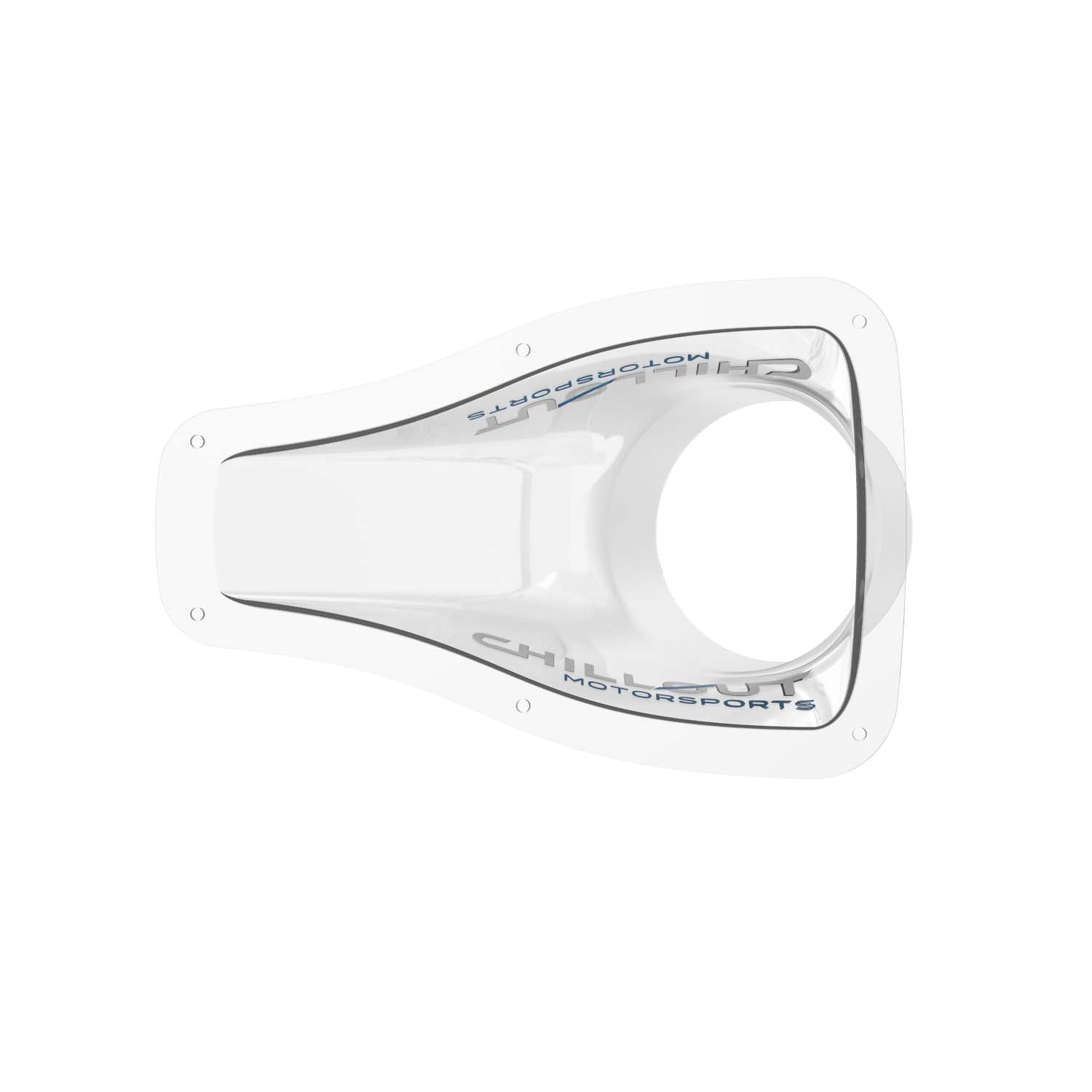 Bottom view of Chillout Systems transparent 4-inch NACA air intake duct