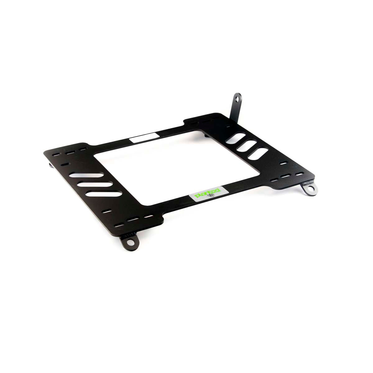 Vehicle-specific floor mounting base for 1998+ Porsche 996/997/991/Boxster/Cayman, passenger side, shown with Planted top plate