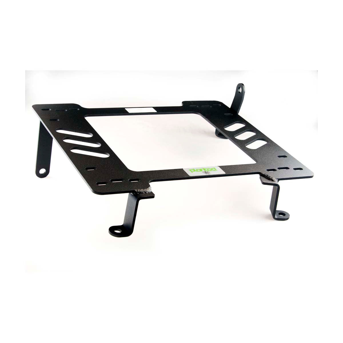 Planted high-mount seat bracket for 2009+ Fiat 500 (Subwoofer Installed), passenger side, black powder-coated steel