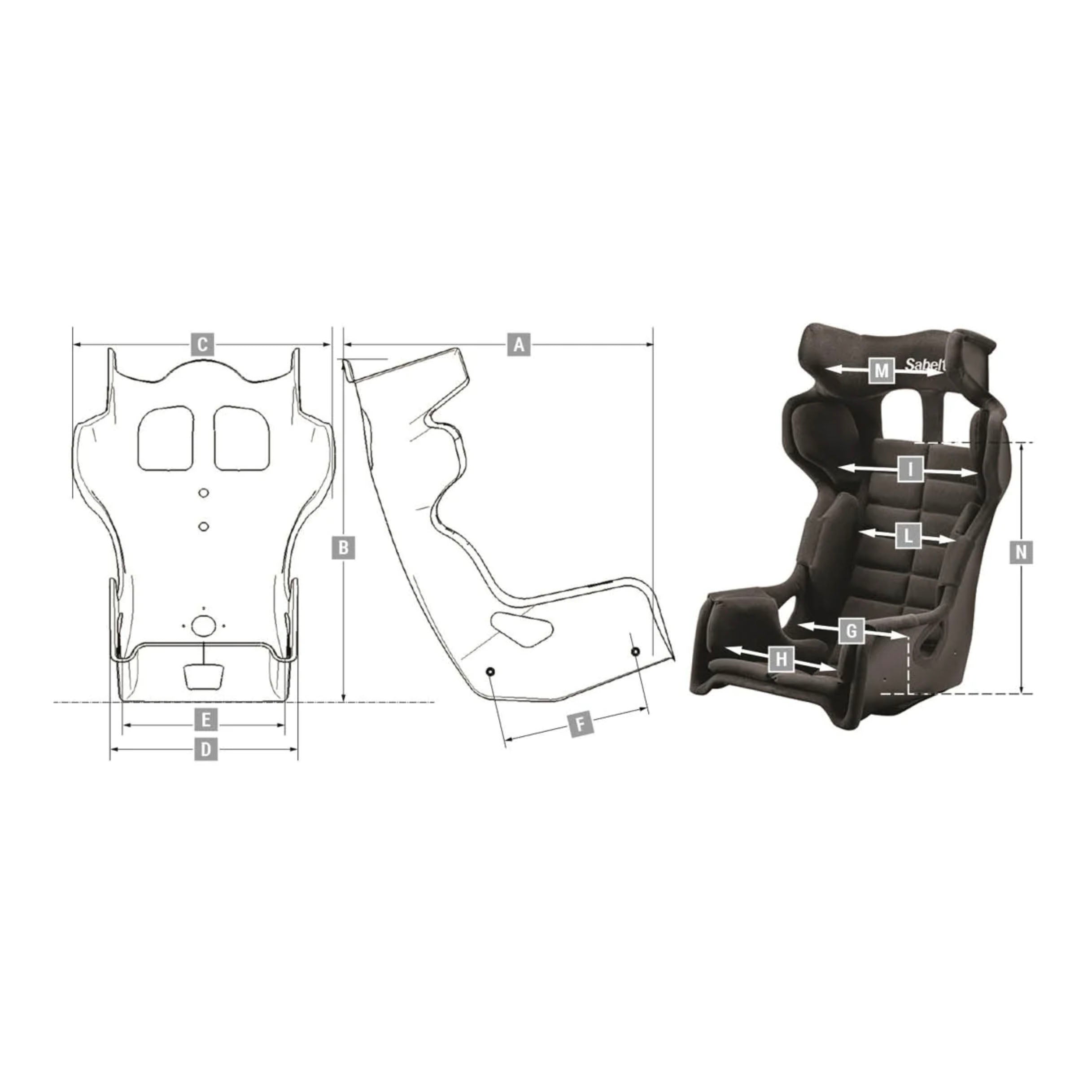 Sabelt GT-AM FIA 8855-2021 Racing Seat (Size: Large, Black)