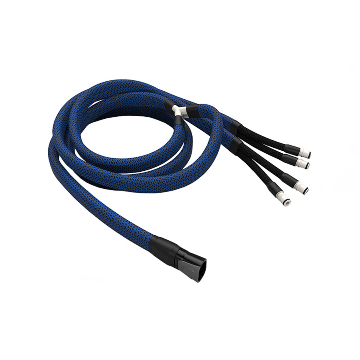 Chillout Systems 14-foot insulated Y coolant hose with double-insulated fabric shield, designed to connect two driver cooling garments to a single cooler unit.