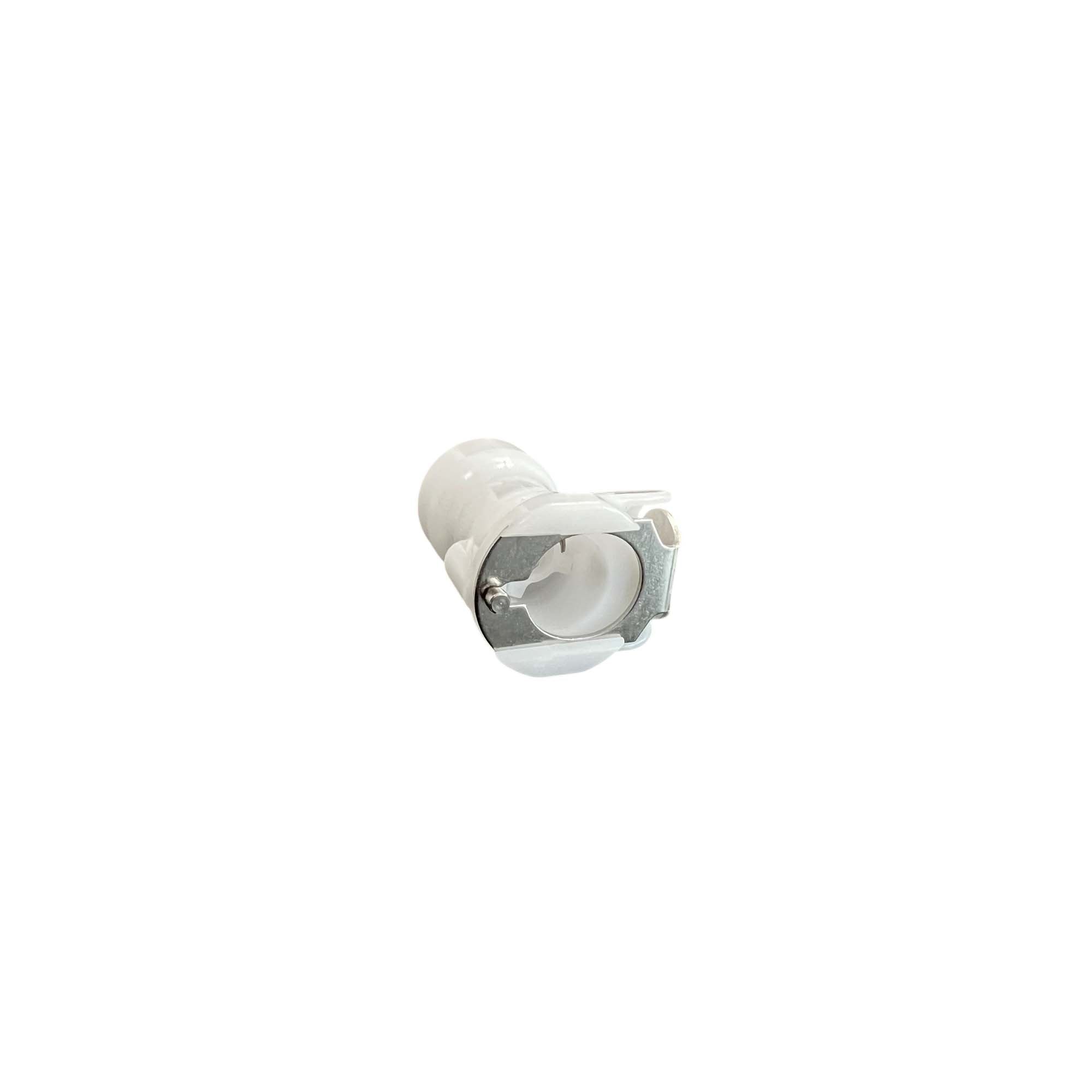 Side view of Coolshirt female hose connector CPC 1/4 inch barb fitting