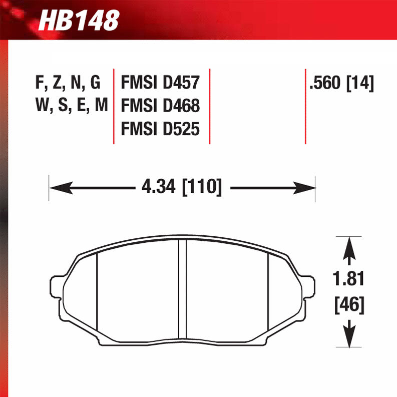 Hawk HB148G.560 Racing Pad - DTC-60 Compound