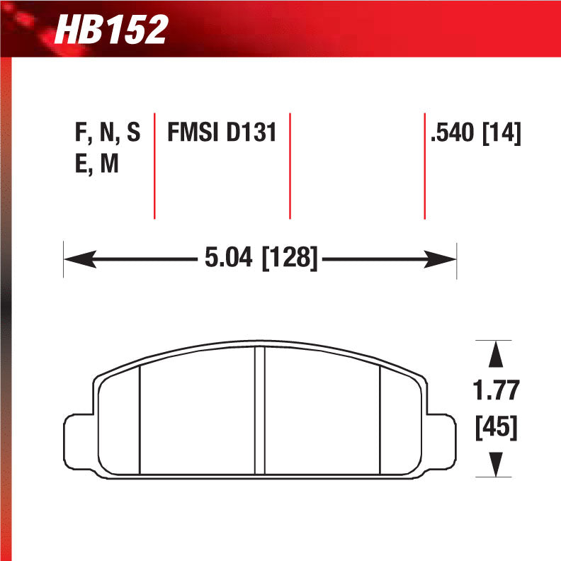 Hawk HB152E.540 Racing Pad - Blue Compound