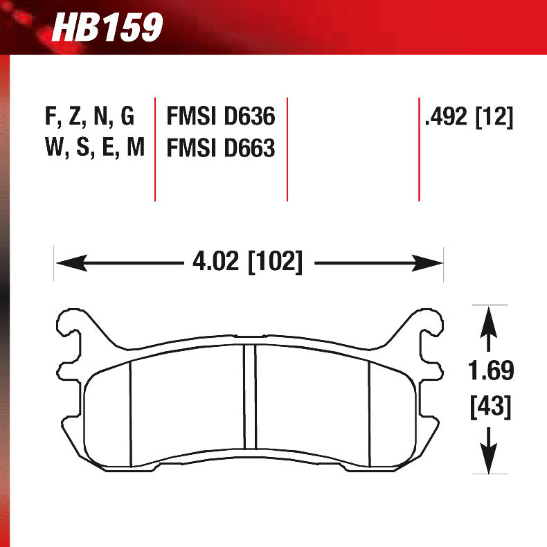 Hawk HB159M.492 Racing Pad - Black Compound